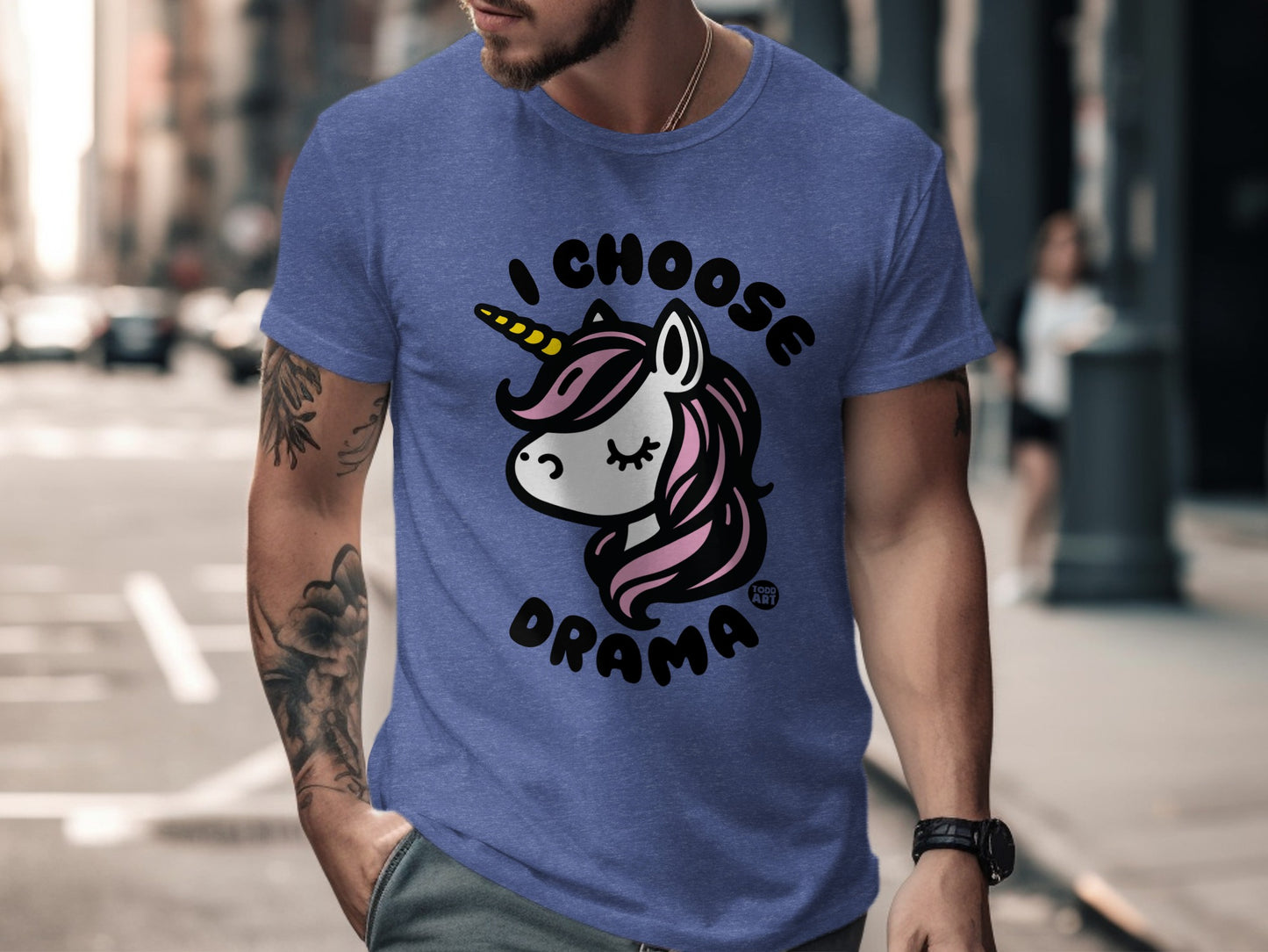 I Choose Drama Unicorn Graphic Tee Shirt Print Design
