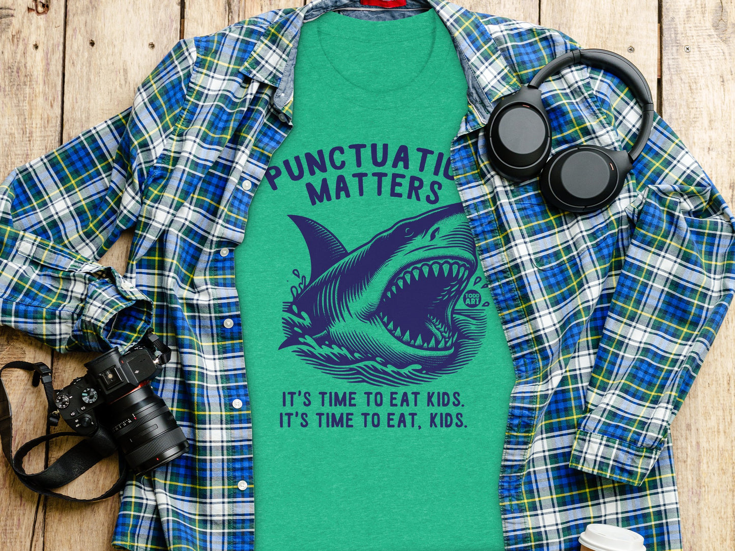 Funny Punctuation Matters Shark Graphic Tee