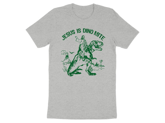 Jesus Is Dino Mite Green Graphic Tee Shirt product type