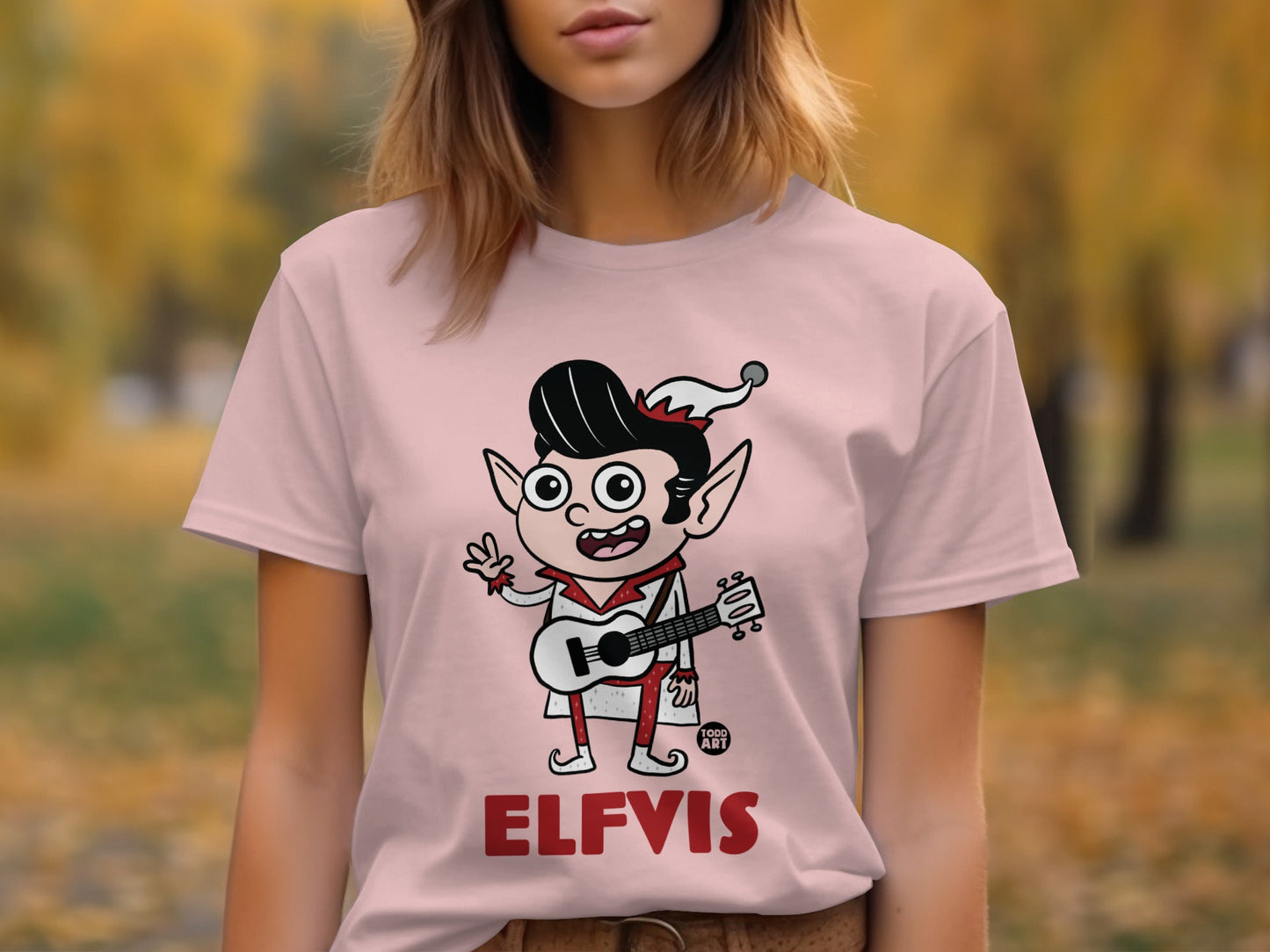 Funny Elfvis Graphic T-Shirt for Music Enthusiasts