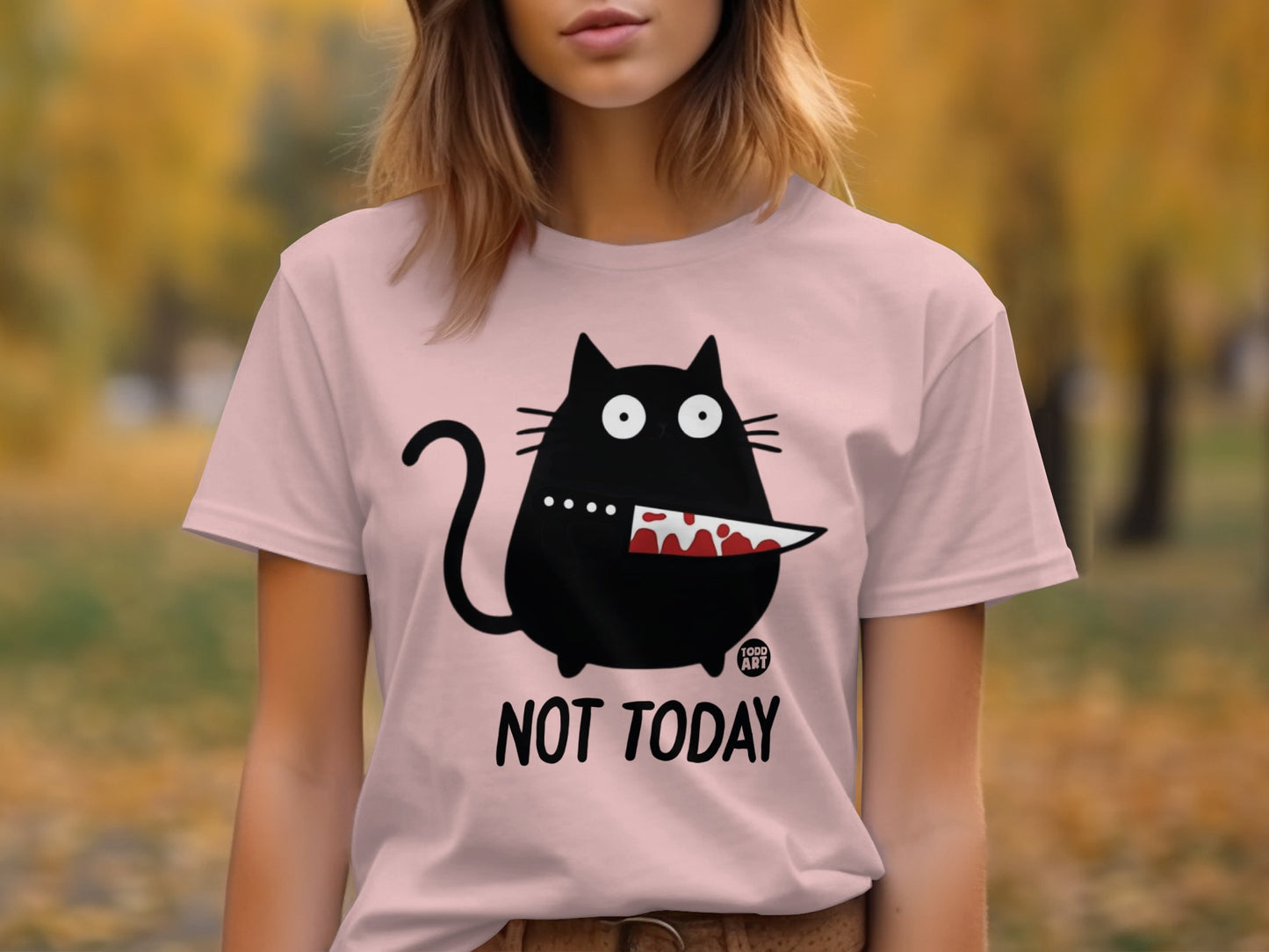 Not Today Cat with Knife Graphic T-shirt product