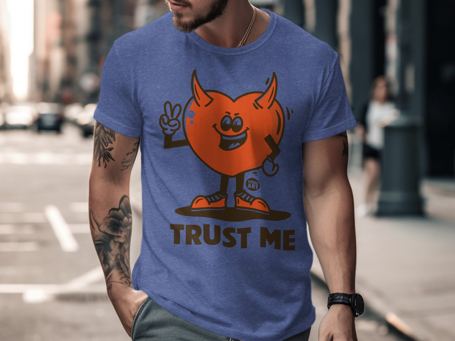 Playful Trust Me Graphic T-Shirt with Cartoon Character