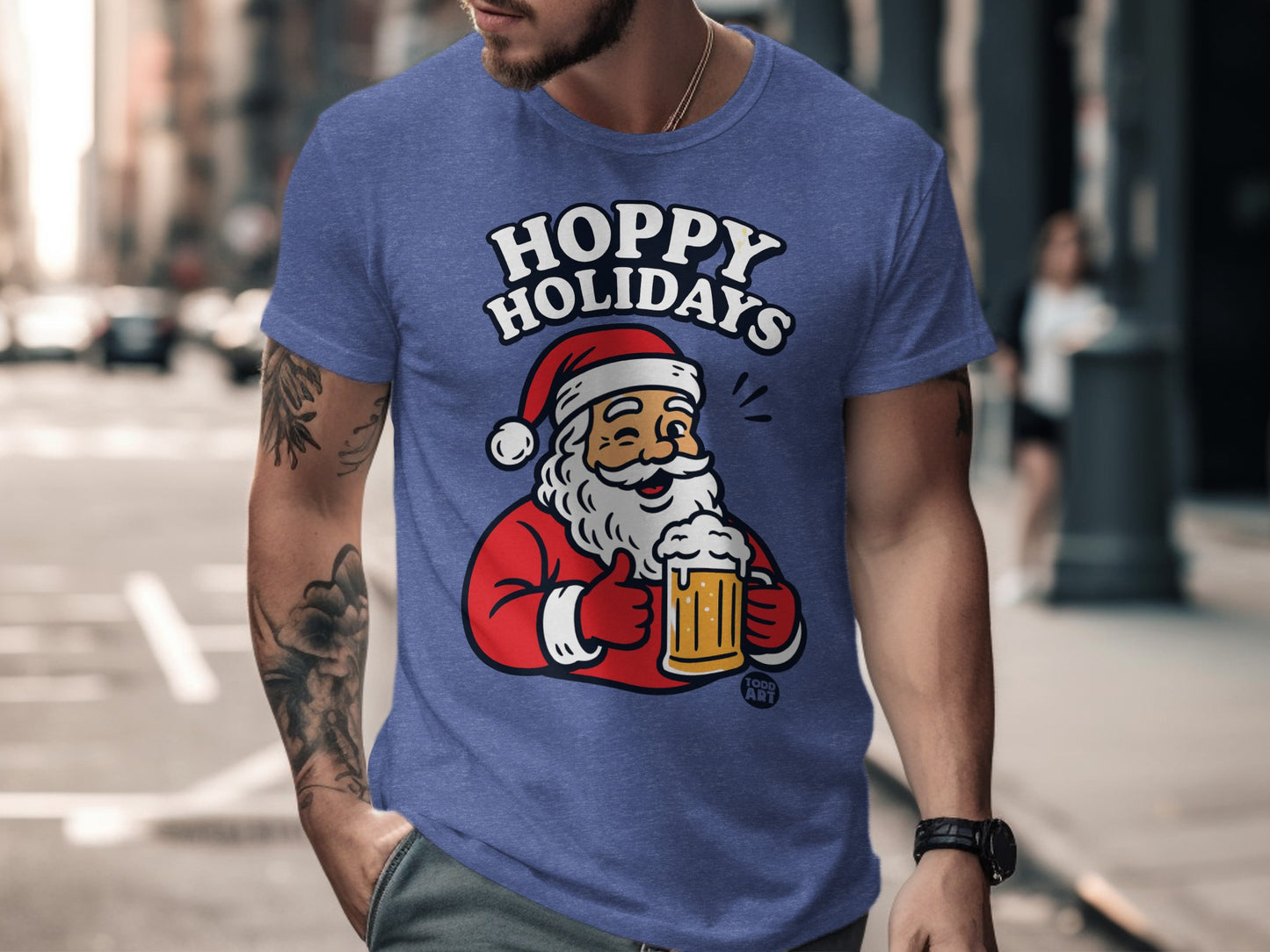 Hoppy Holidays Santa Claus Drinking Beer Shirt product type