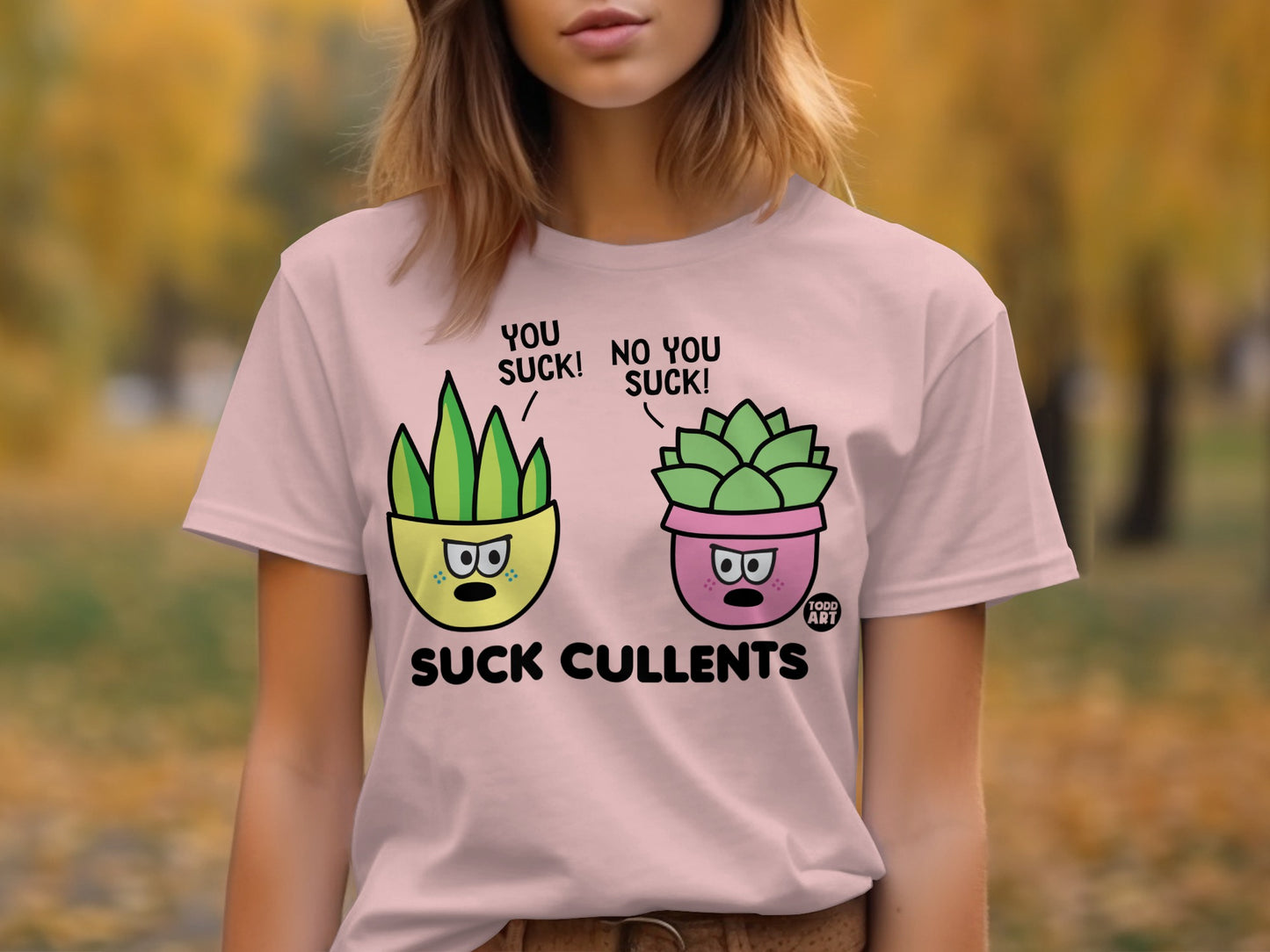 Funny Succulent Cartoon Graphic T-Shirt for Plant Lovers