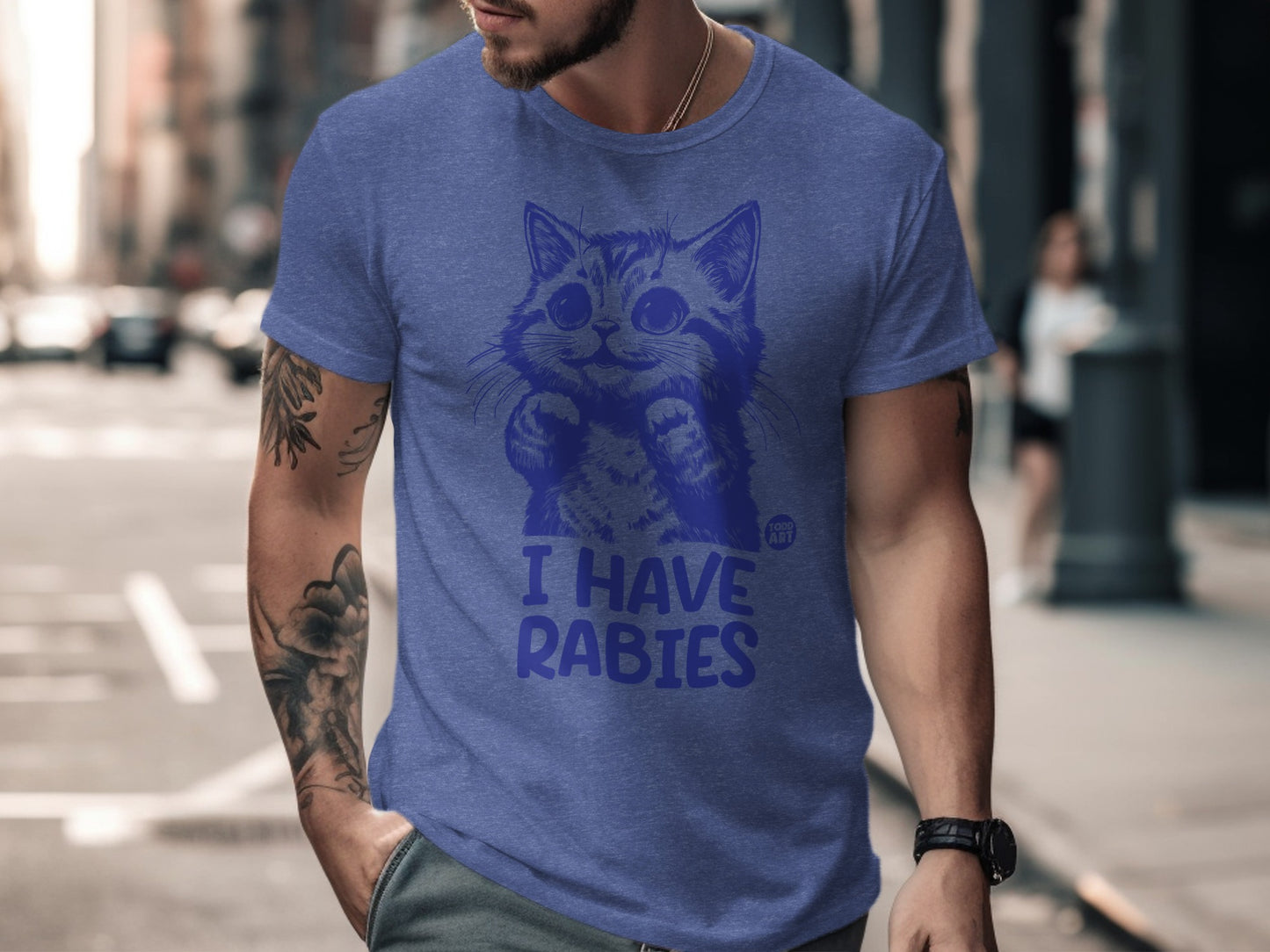 Cute Cat I Have Rabies Print Men's T-Shirt product
