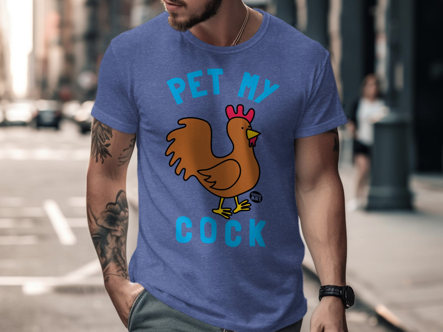Pet My Cock Funny Chicken Graphic T-shirt product type