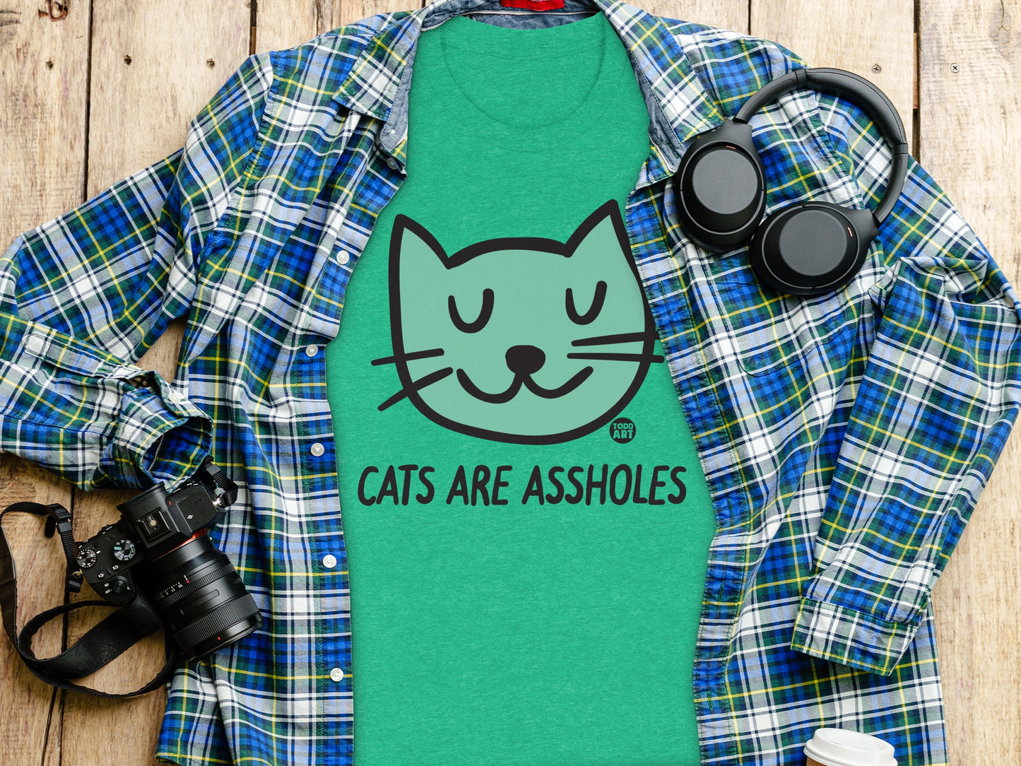 Cute Cat Printed Shirt with Bold Text Graphic product