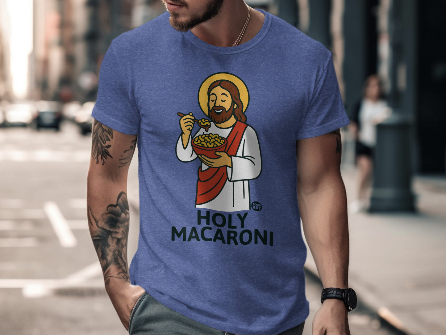 Holy Macaroni Funny Graphic Tee Shirt product type