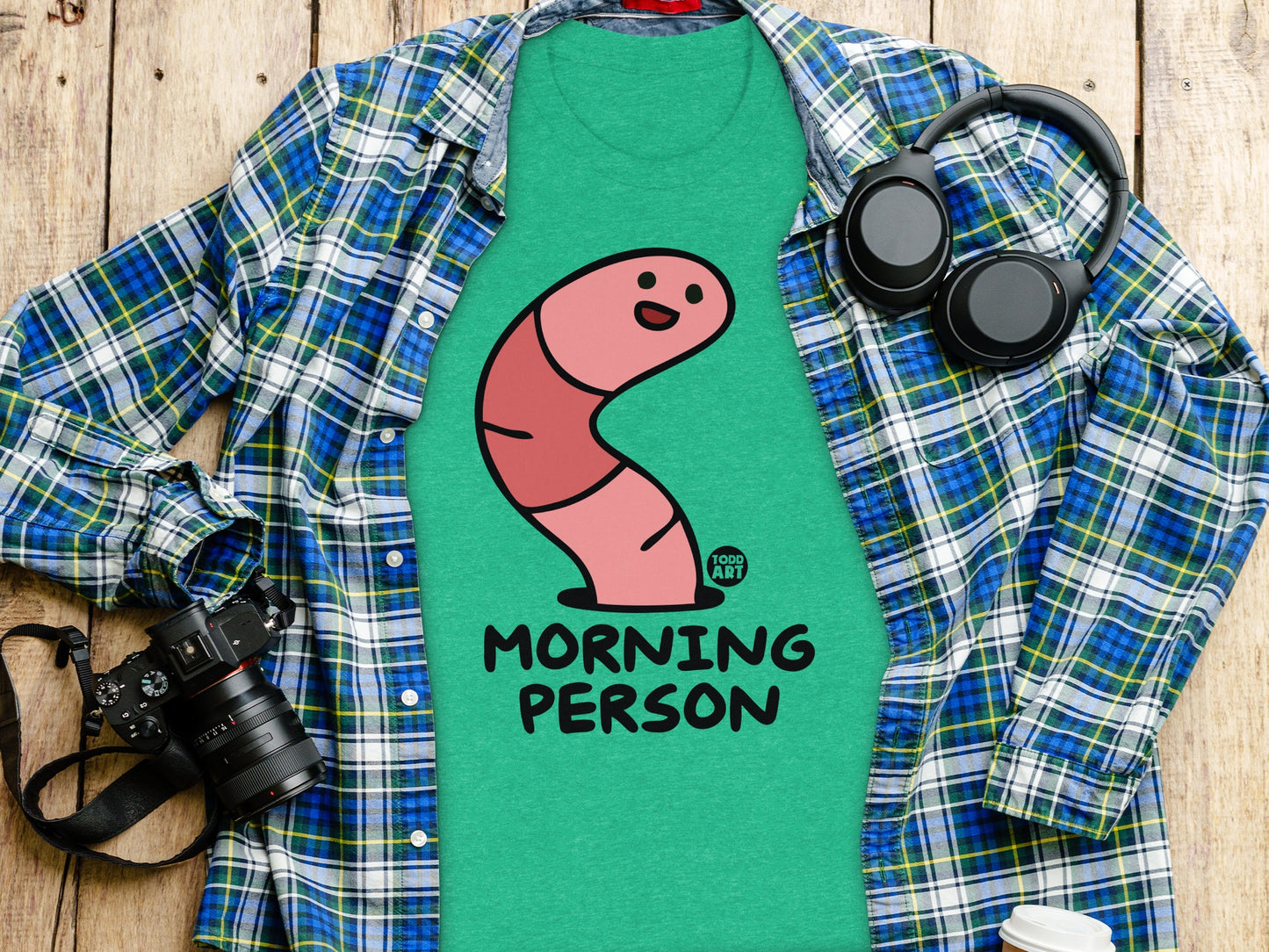 Morning Person Smiling Worm Graphic T-shirt product