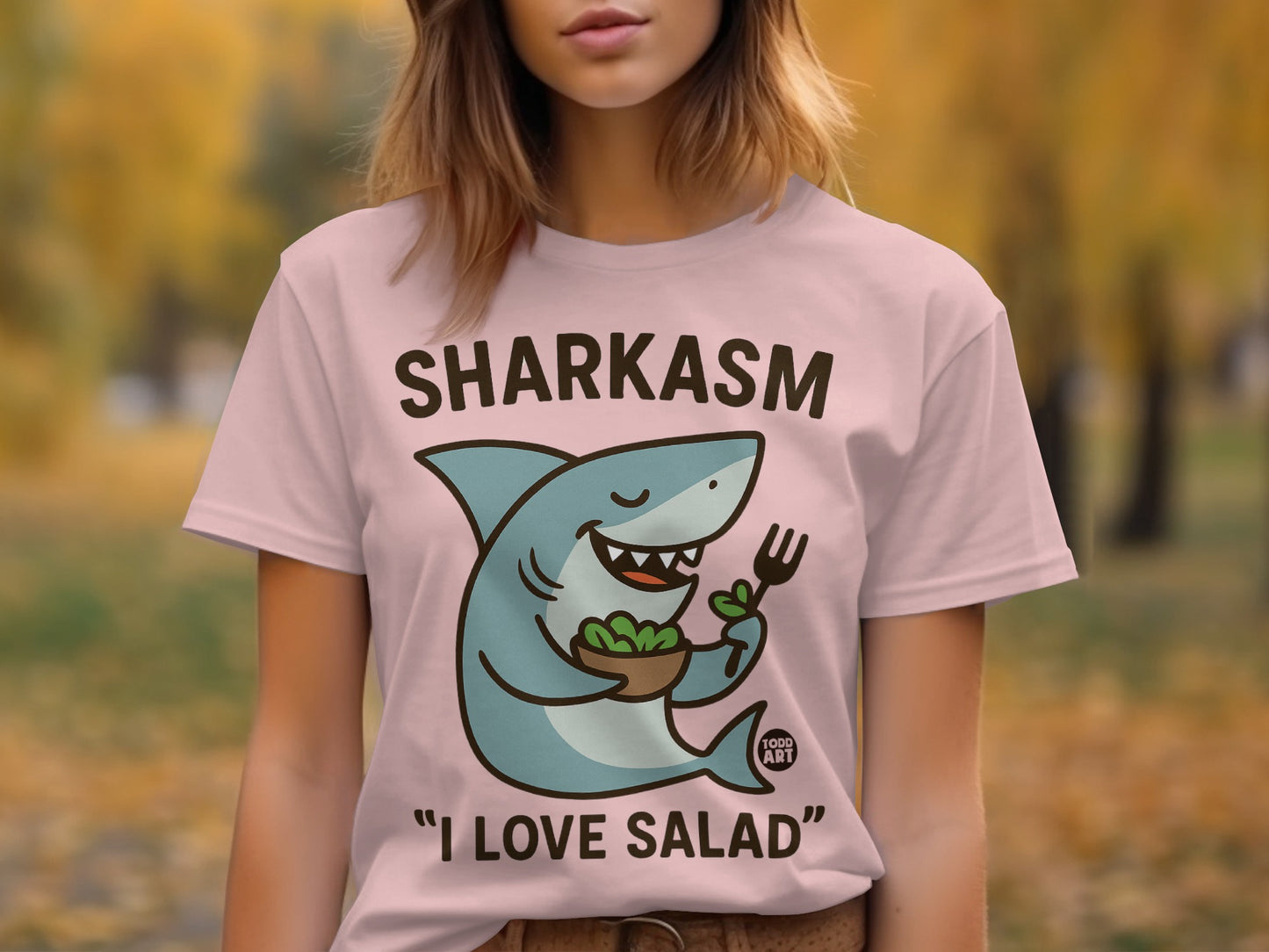 Funny Sharkasm I Love Salad Graphic T-shirt