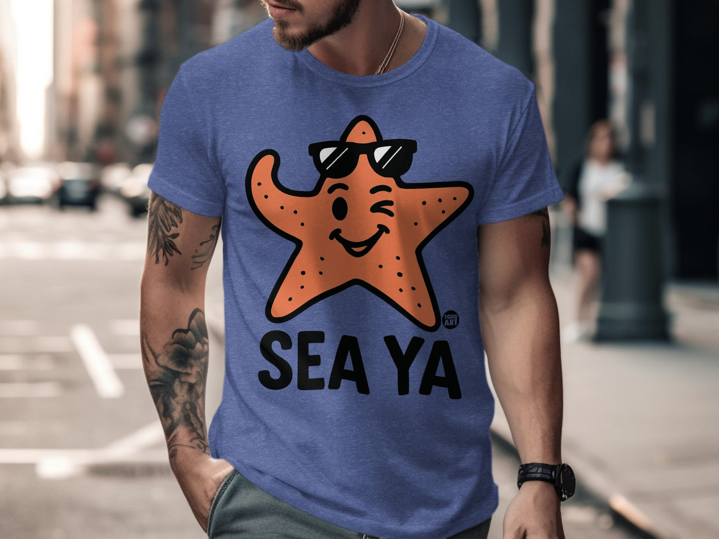 Winking Starfish with Sunglasses Design T-shirt product