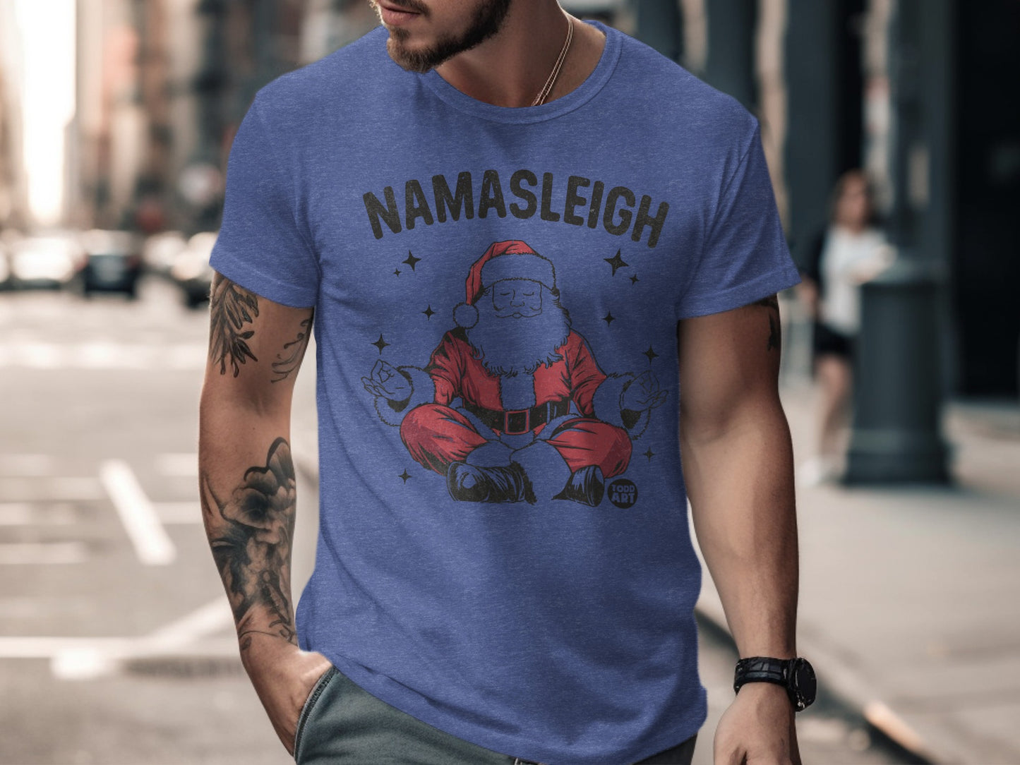 Festive Santa Meditating Namasleigh Graphic T-shirt product