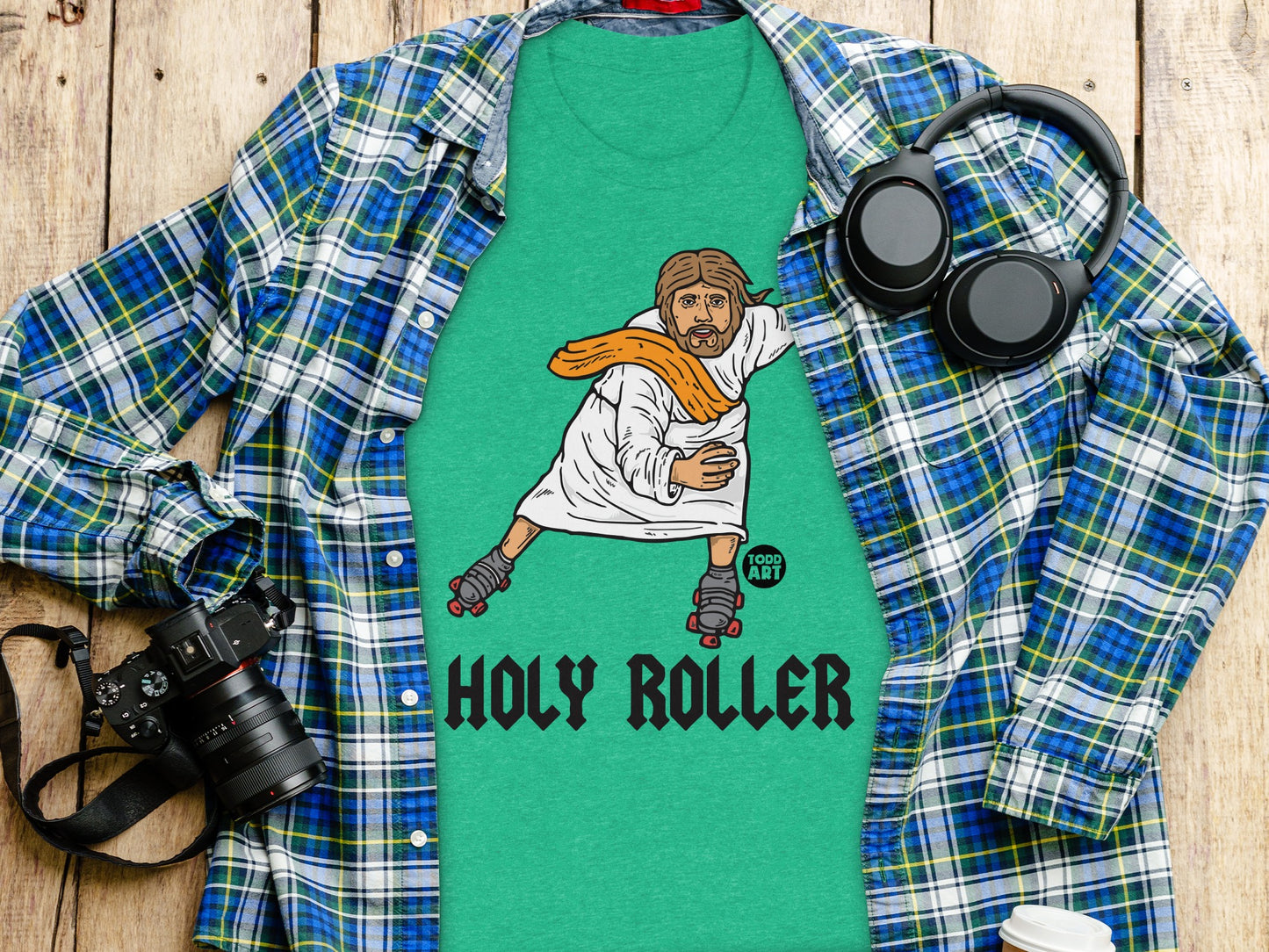 Holy Roller Skating Design Graphic Tee Shirt product