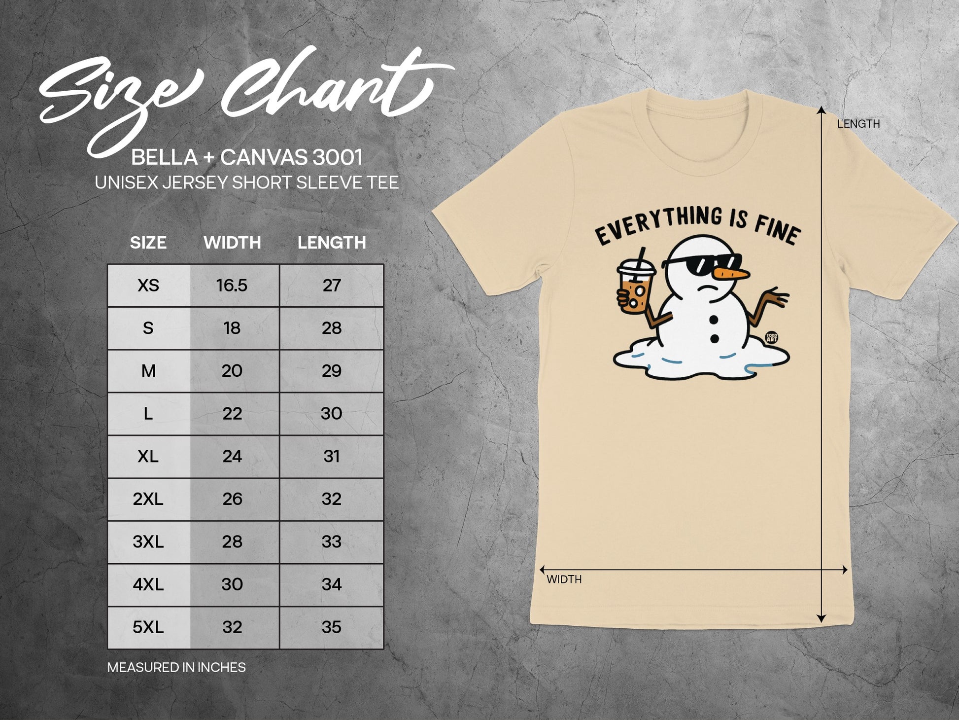 Everything Is Fine Snowman Unisex Jersey Short Sleeve Tee product