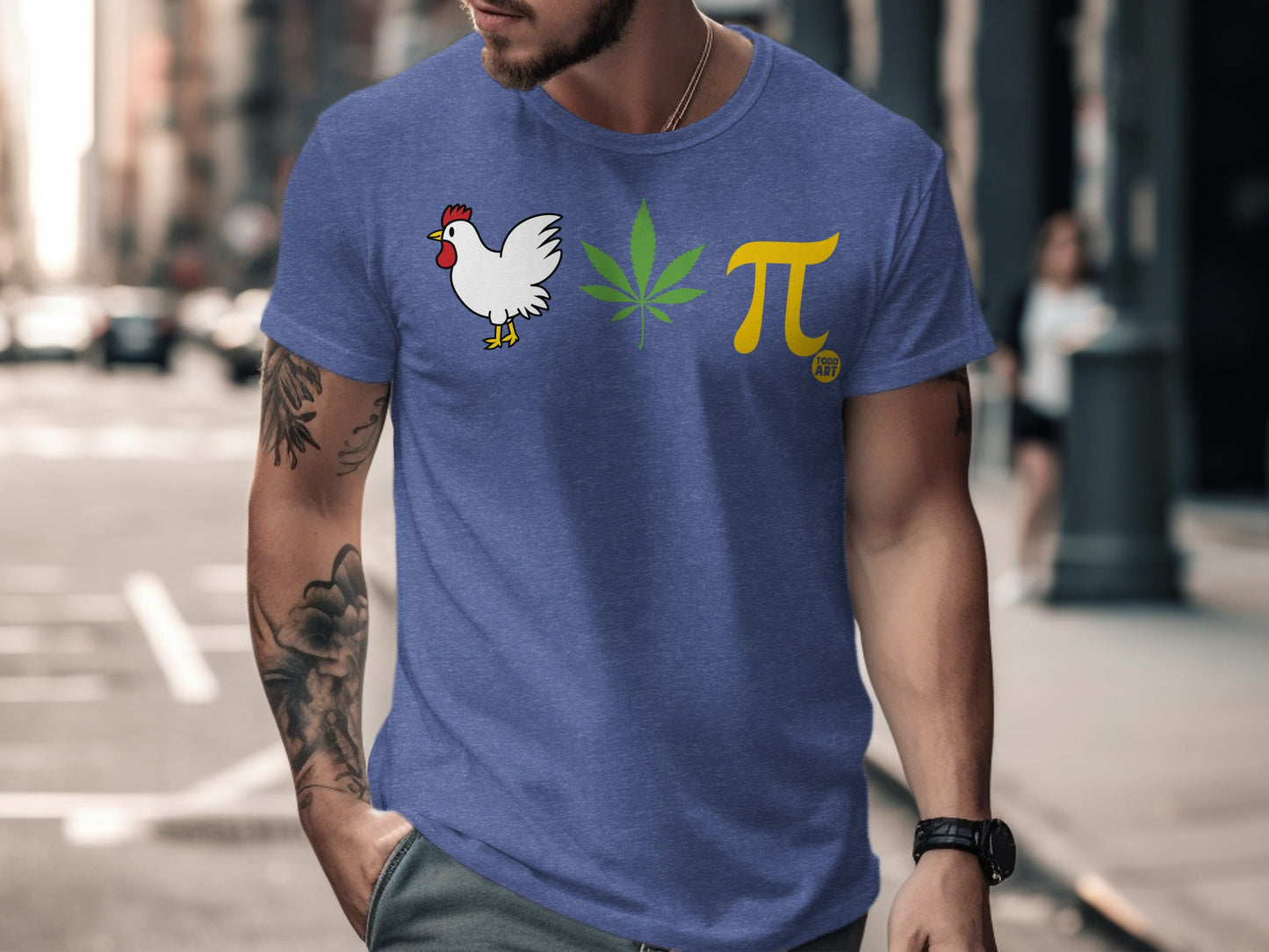Funny Chicken Weed Pi Graphic Men's T-shirt product