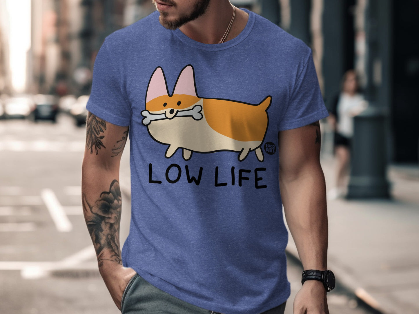 Funny Corgi Low Life Graphic Short Sleeve T-Shirt product