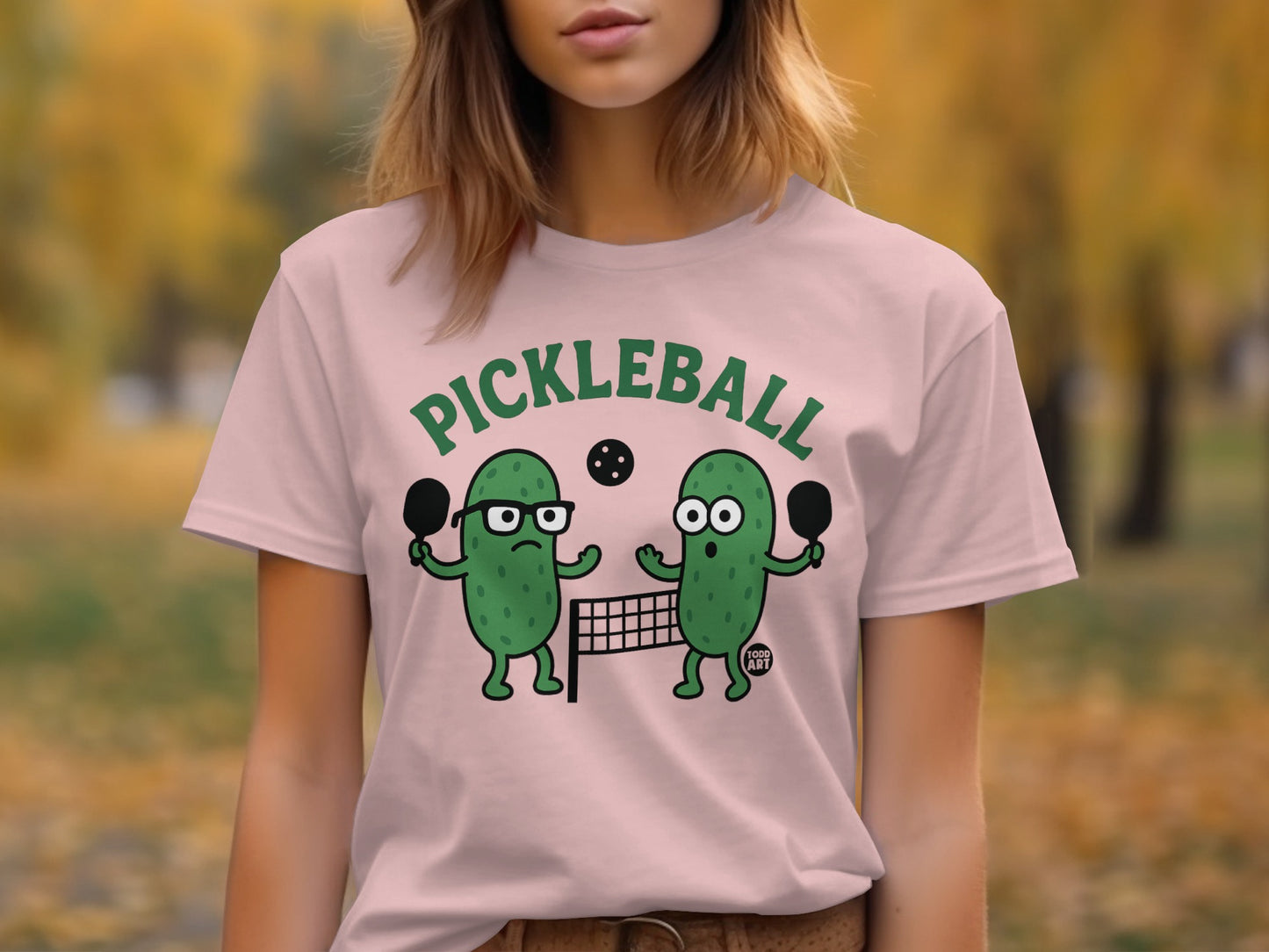 Pickleball Cute Pickle Characters Playful Graphic Tee