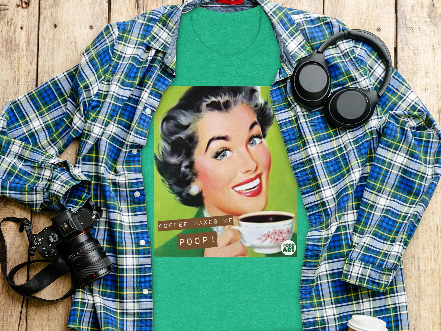 Funny Retro Coffee Makes Me Poop Shirt Product