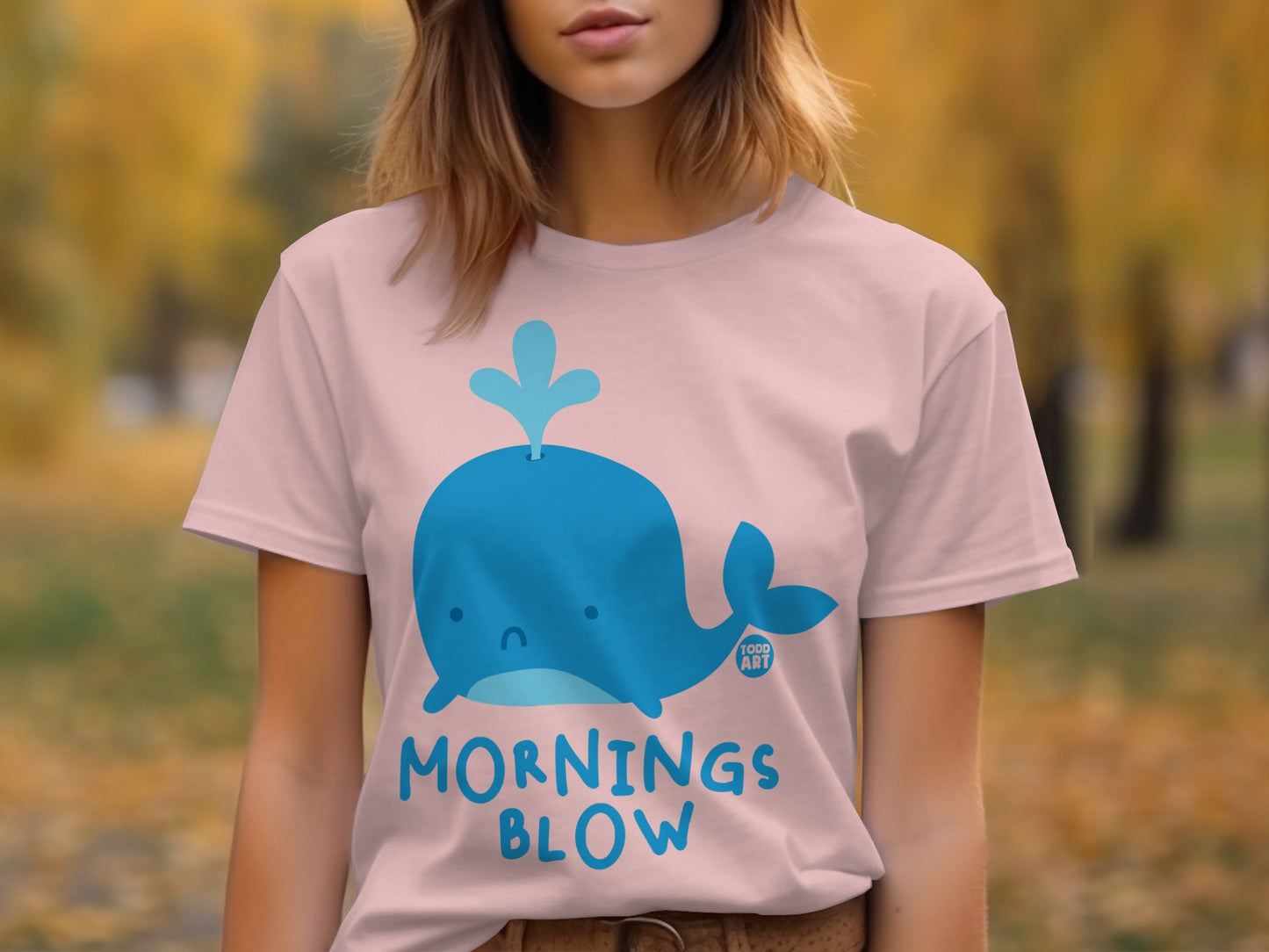 Mornings Blow Blue Whale Graphic T-shirt