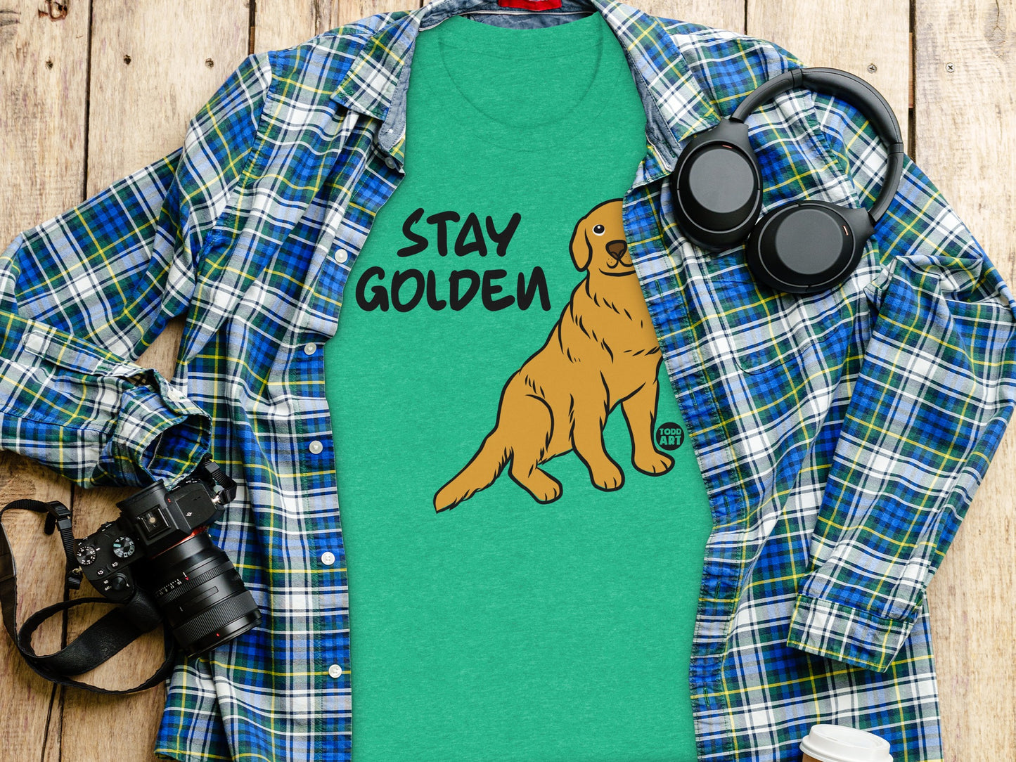 Stay Golden Graphic Tee with Dog Print Product