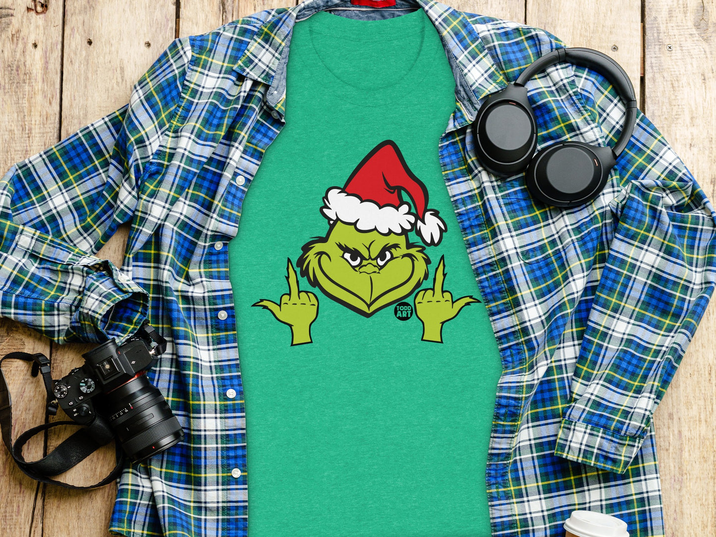 Funny Grinch Santa Tee Italian Christmas Graphic Shirt product