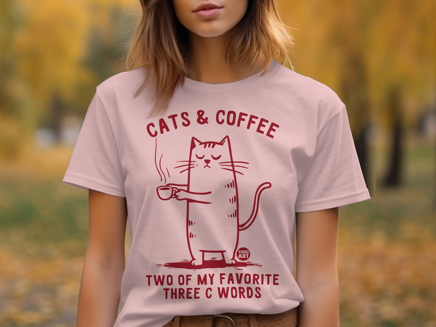 Cats and Coffee Graphic Tee Shirt Product