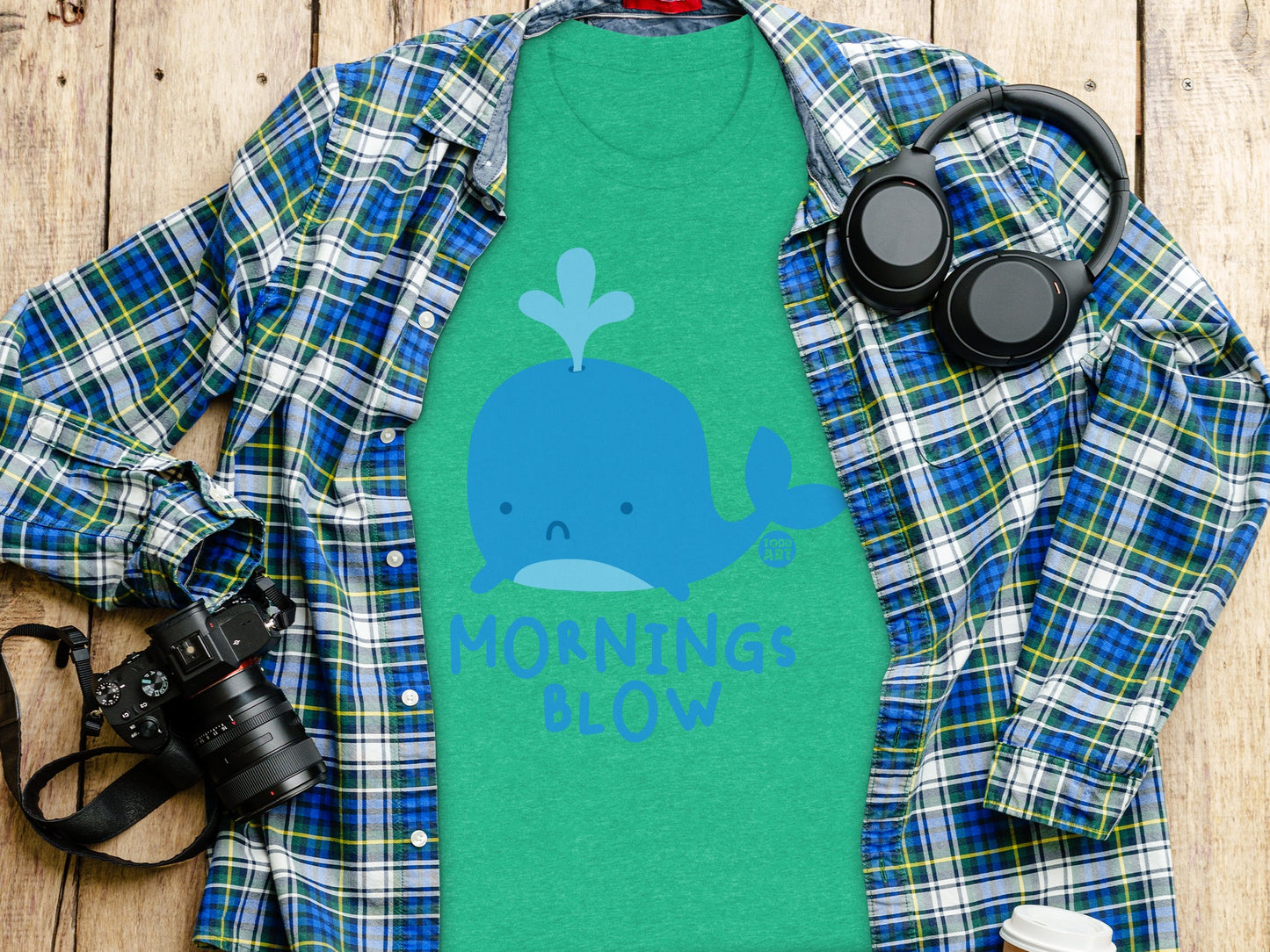 Mornings Blow Whale Graphic Tee Casual Shirt