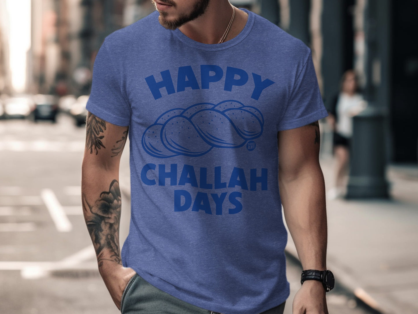Happy Challah Days Blue Graphic T-Shirt product