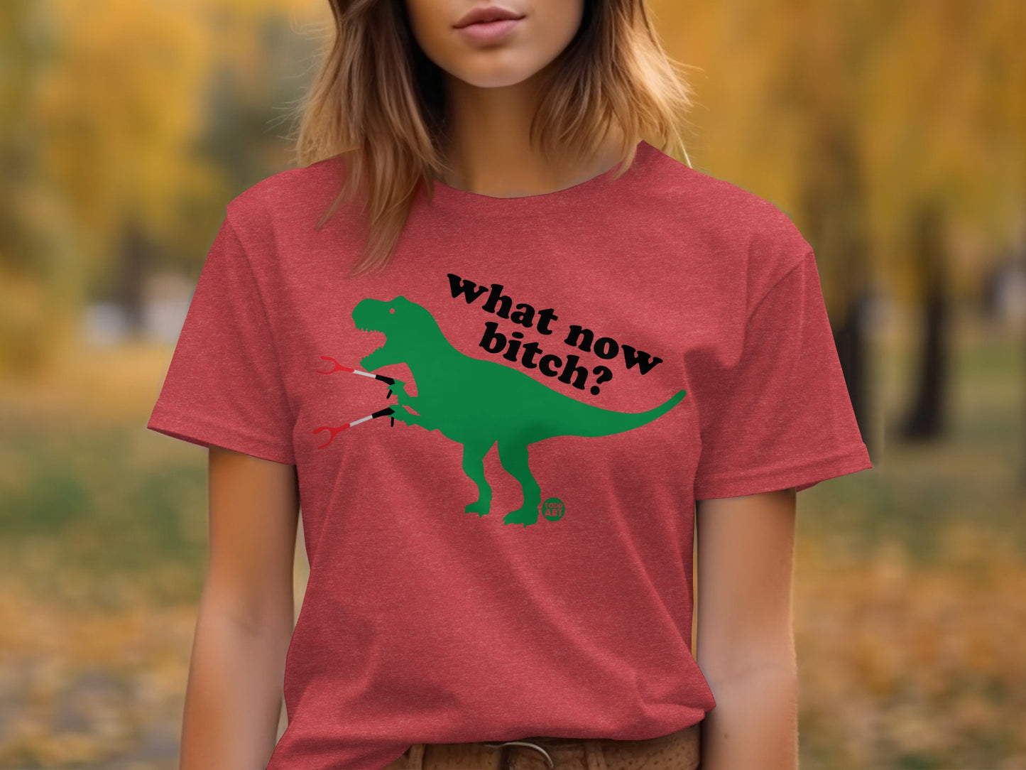 Dinosaur Graphic T-Shirt with What Now Bitch Text