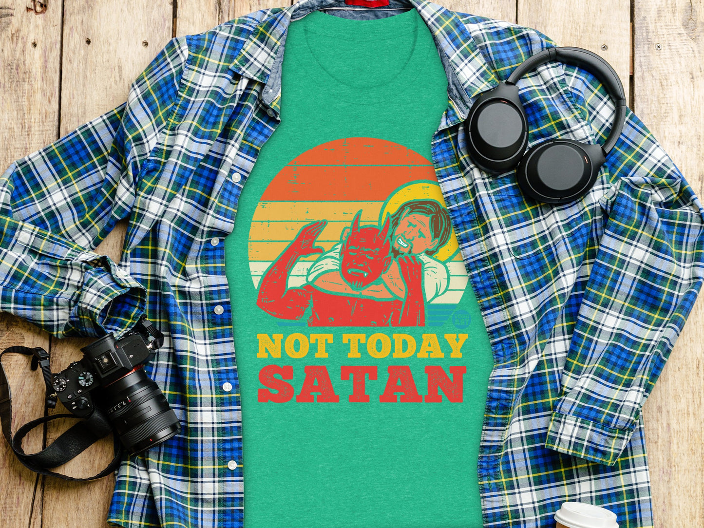 Not Today Satan Rainbow Graphic Tee Shirt Product