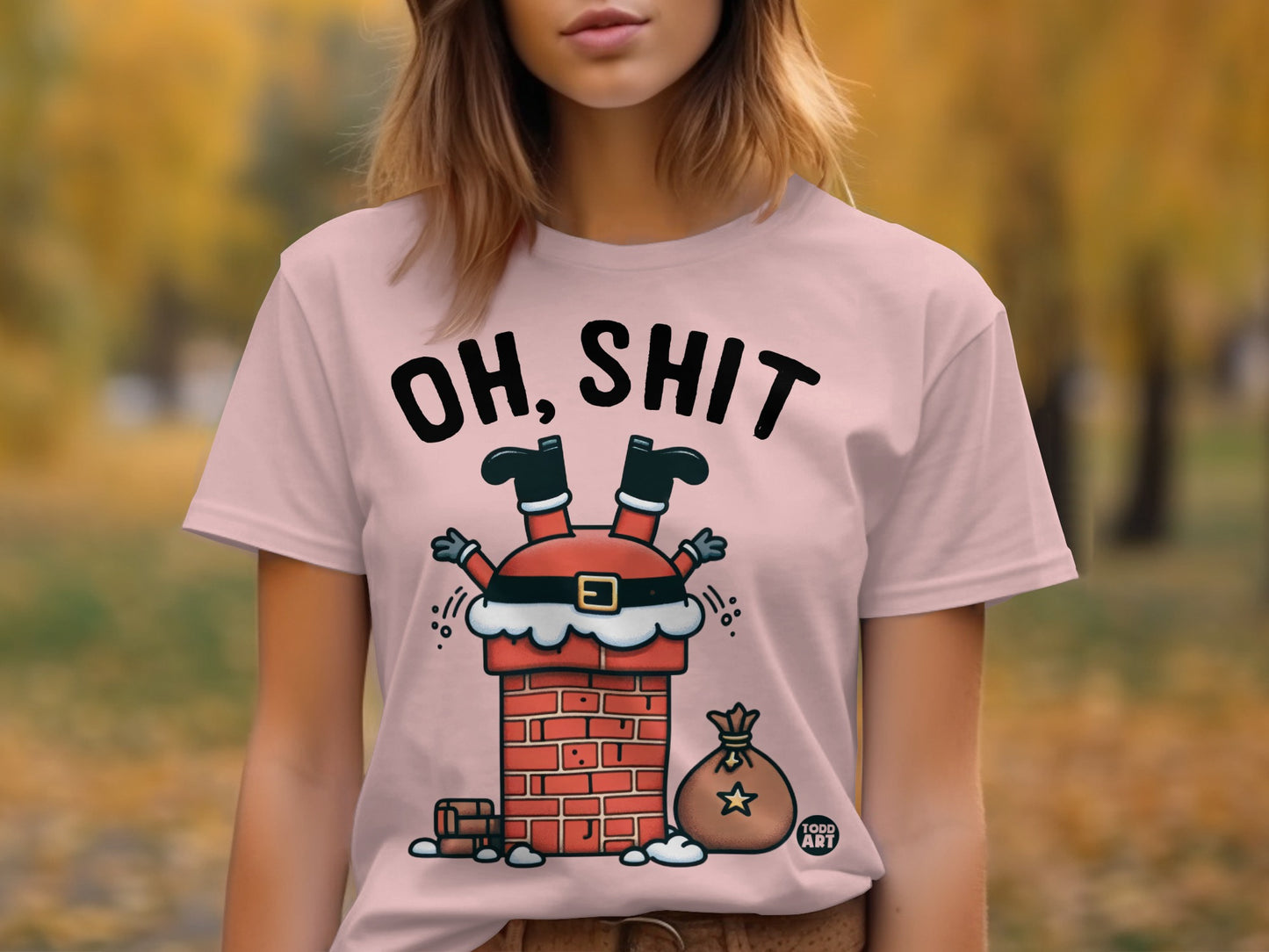 Funny Santa Stuck in Chimney Oh Shit T-shirt product