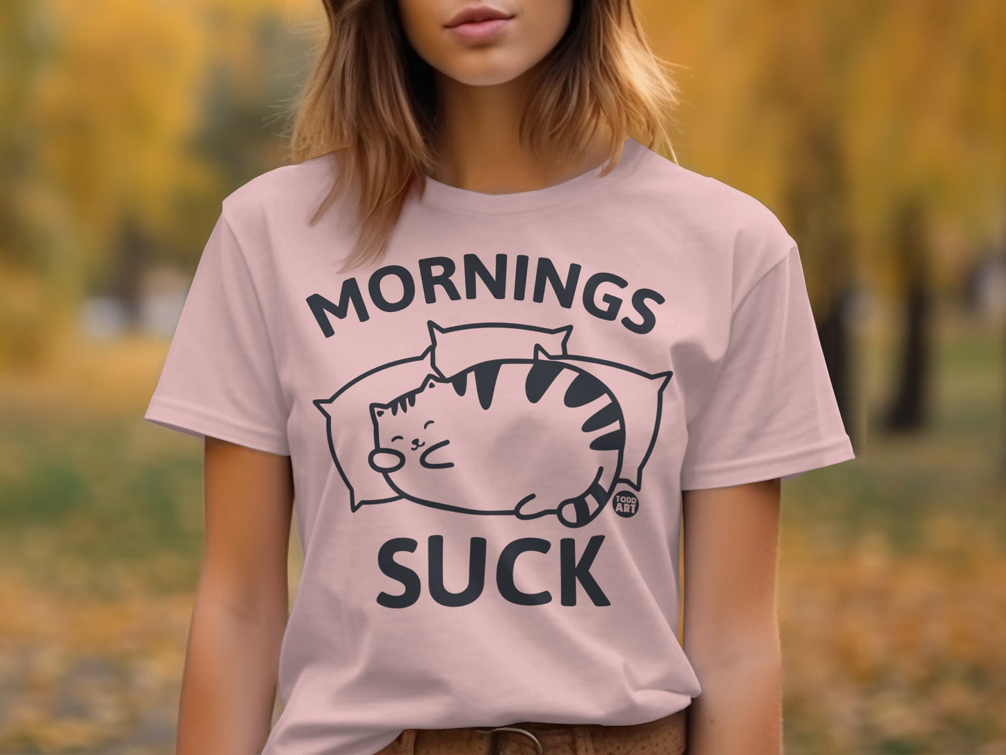 Mornings Suck Funny Cat Graphic Unisex T-shirt product
