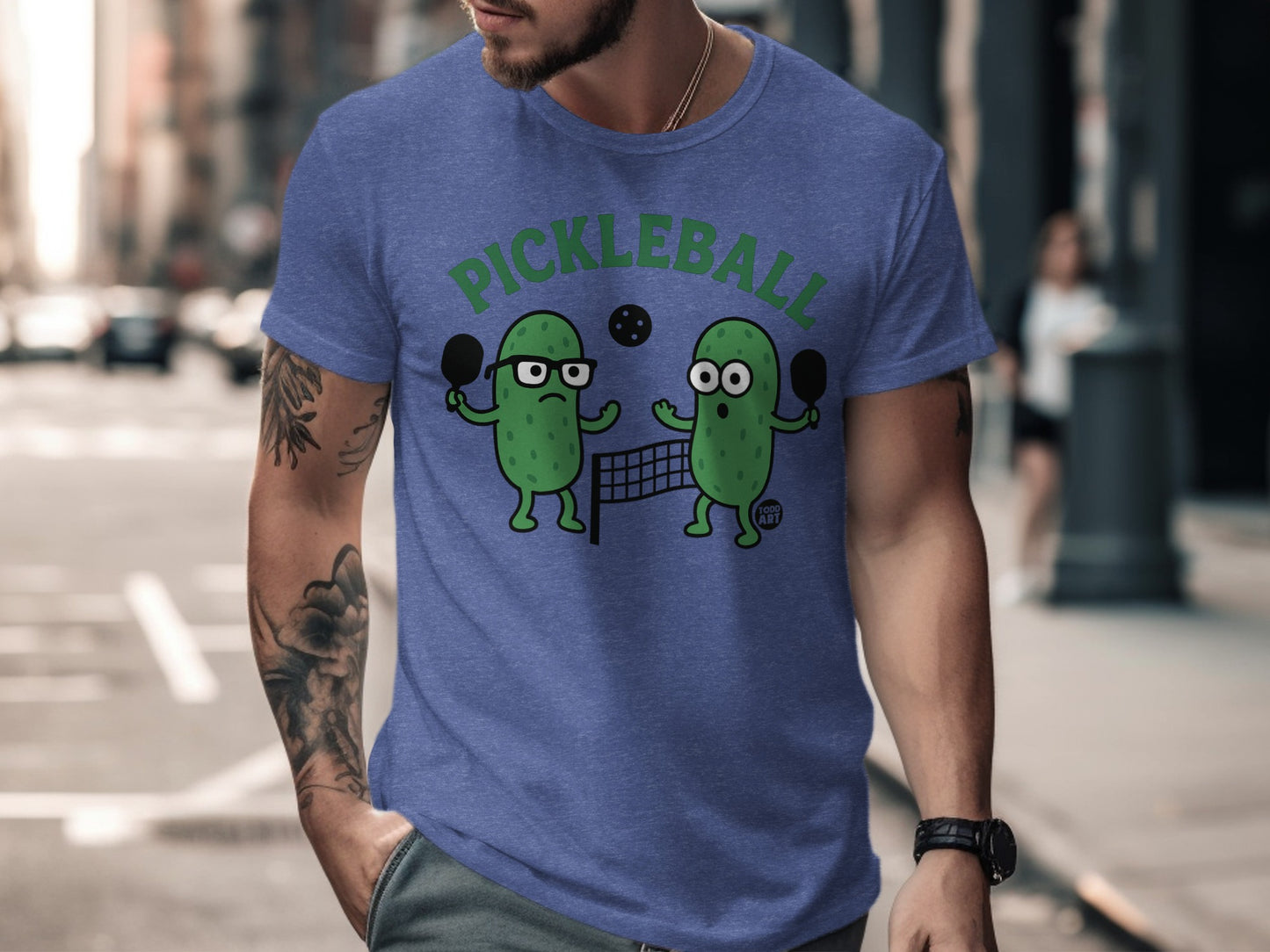 Funny Pickleball Cartoon Pickles Graphic T-Shirt