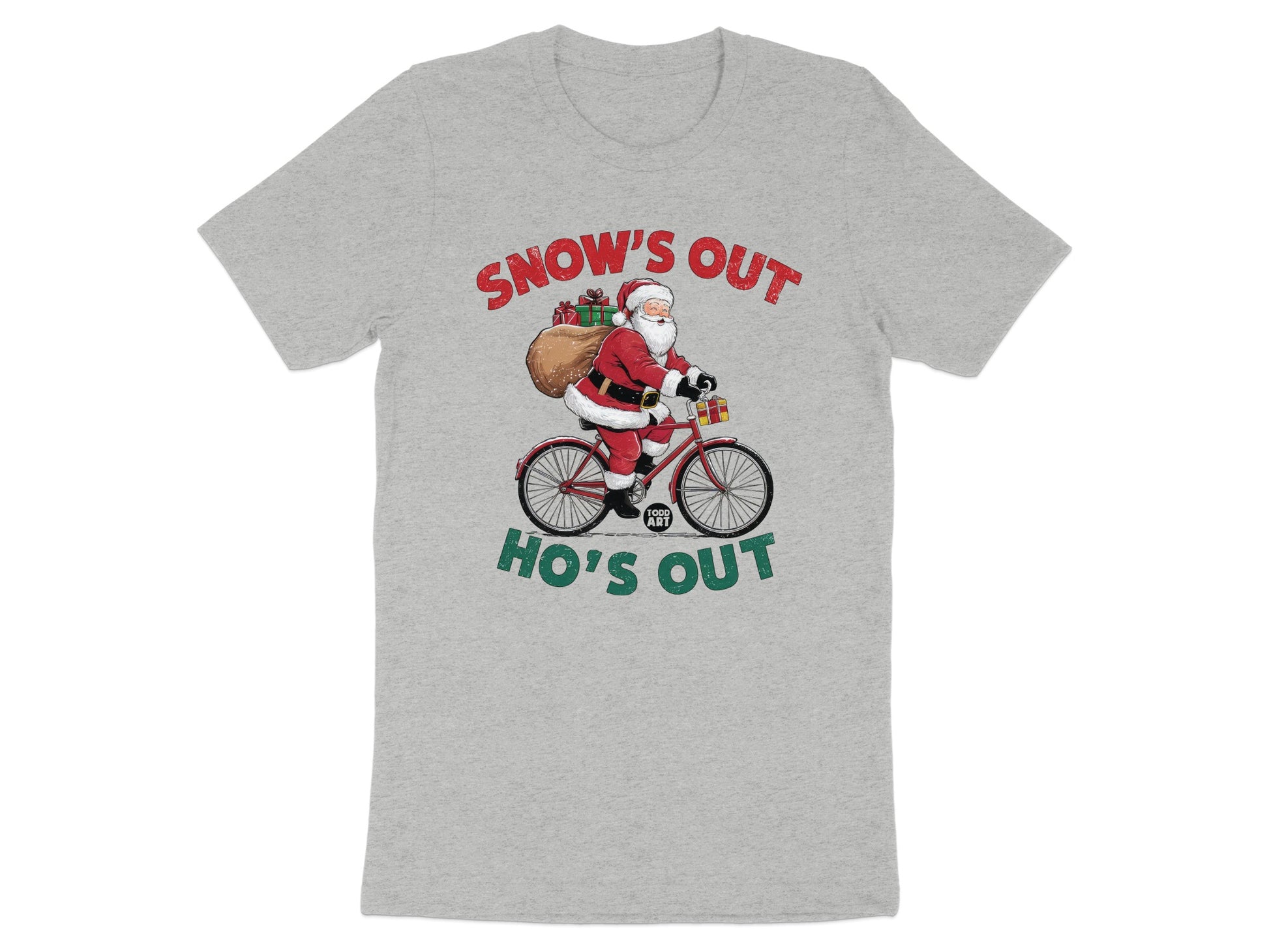 Snows Out Hos Out Santa Riding Bicycle T-shirt product