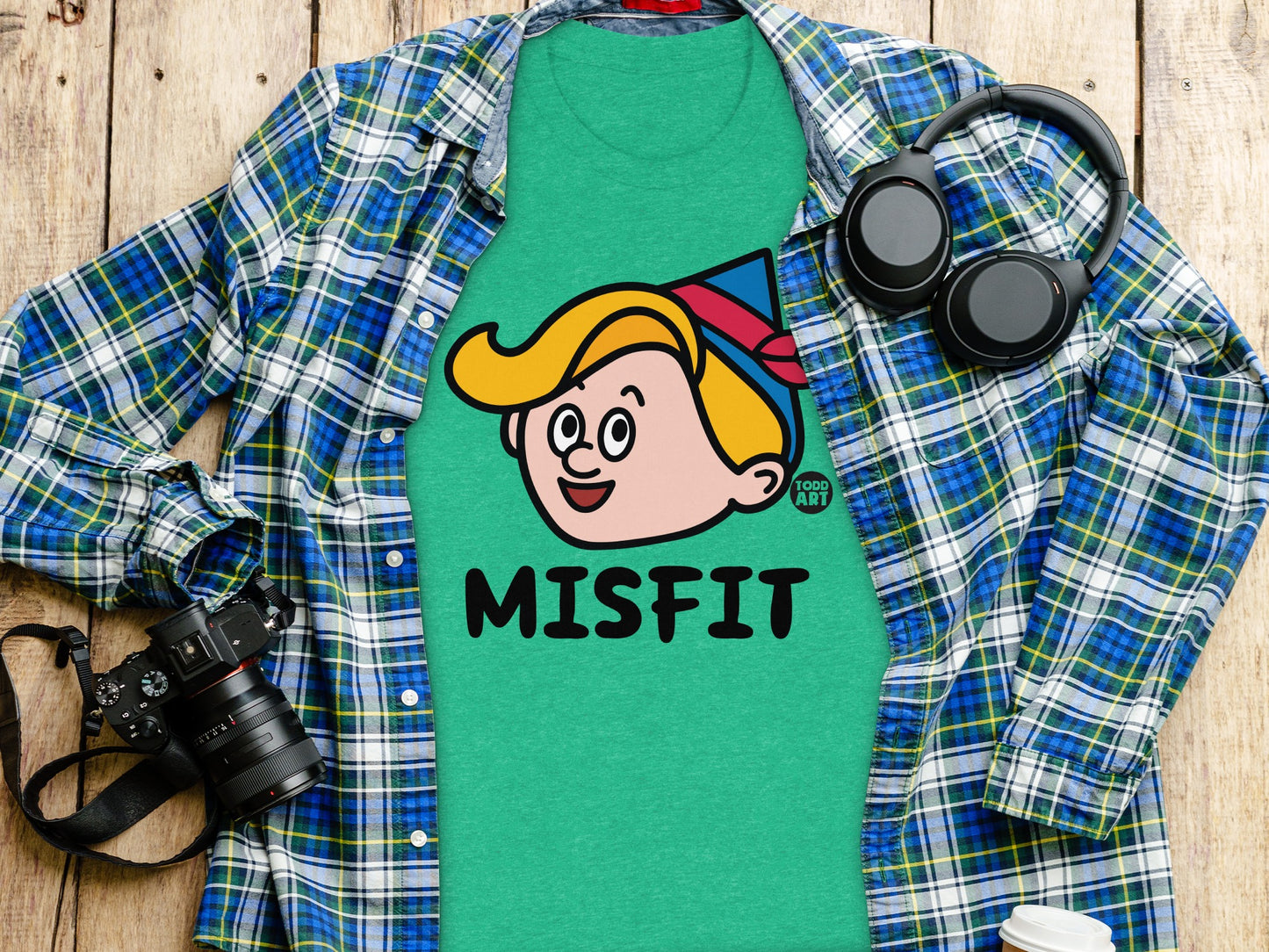 Misfit Character Face Design Green Shirt product