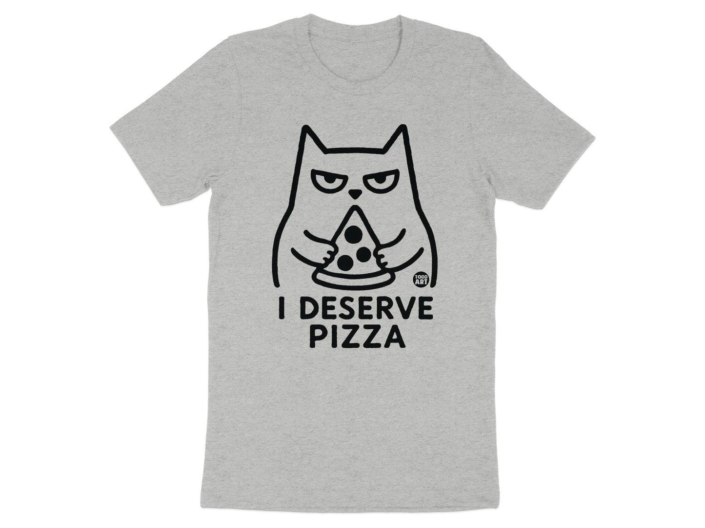 Funny Cat I Deserve Pizza T Shirt Graphic Tee