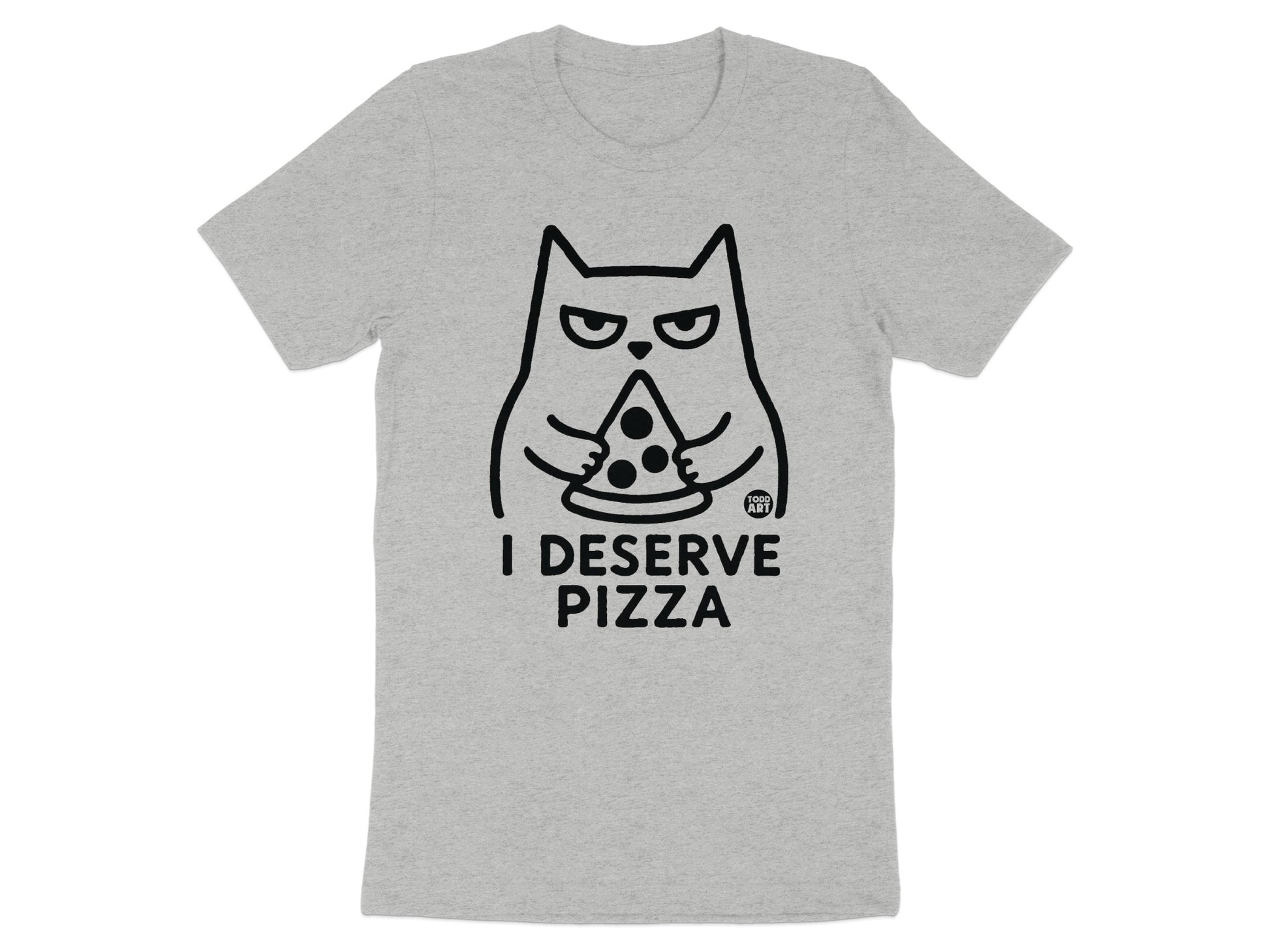 Funny Cat I Deserve Pizza T Shirt Graphic Tee