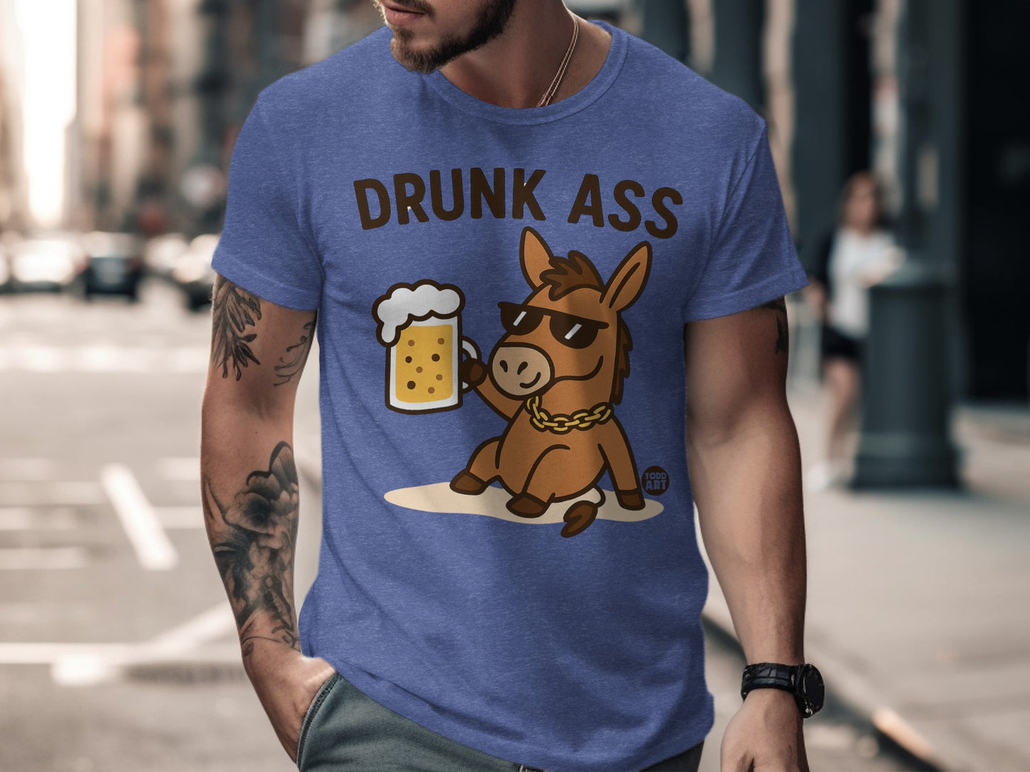 Drunk Ass Beer Drinking Cartoon T-Shirt product type