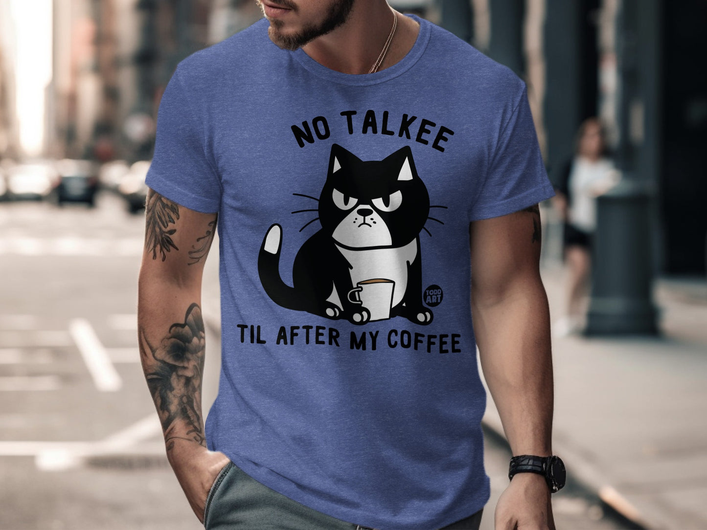 No Talkee Til After My Coffee Cat T-Shirt product