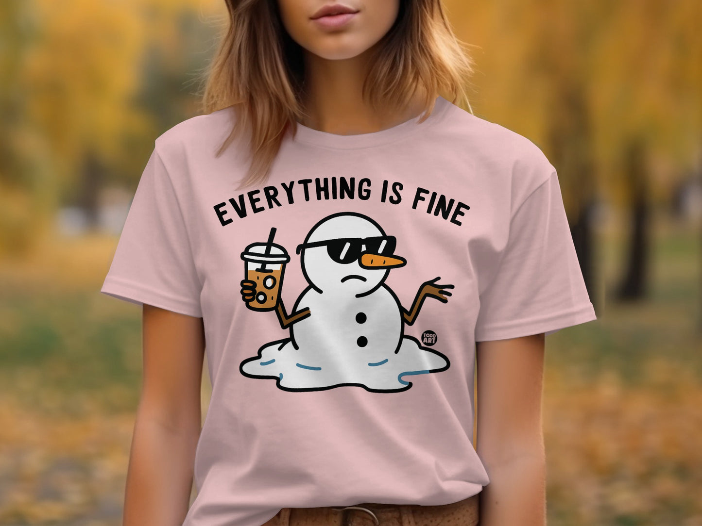 Everything is Fine snowman graphic tee product