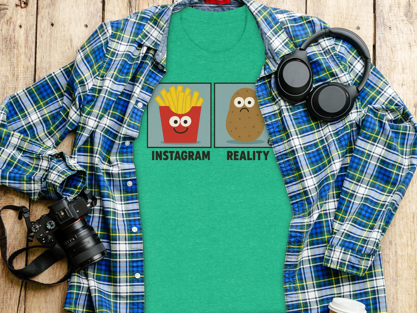 Instagram vs Reality Funny Graphic T Shirt product