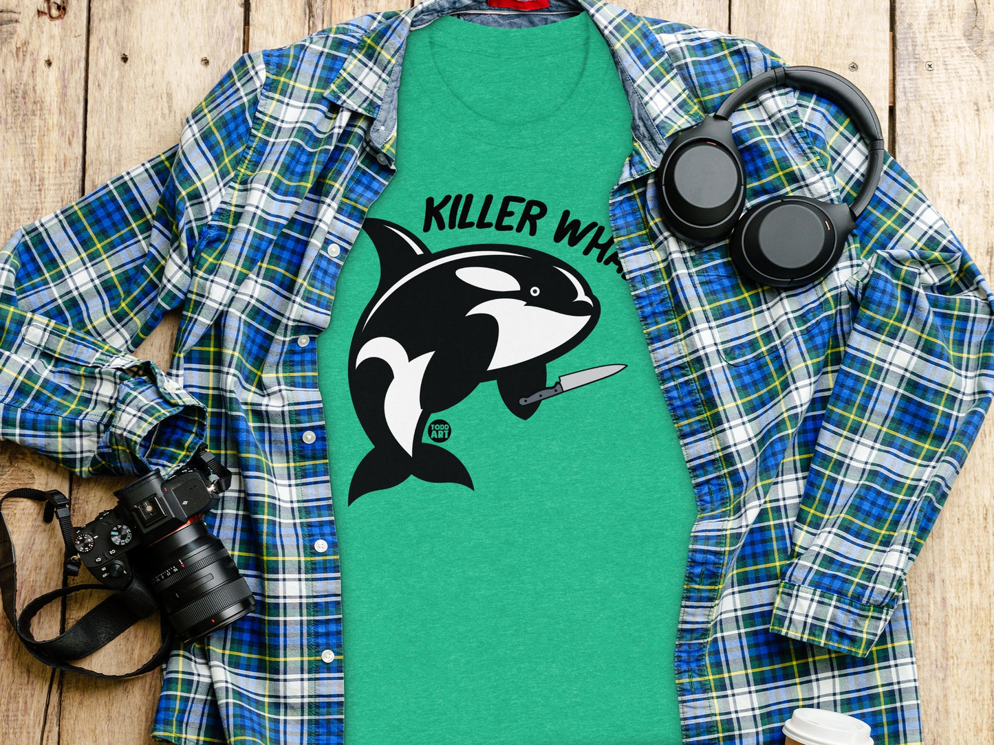 Killer Whale Graphic Teal T-Shirt For Casual Wear