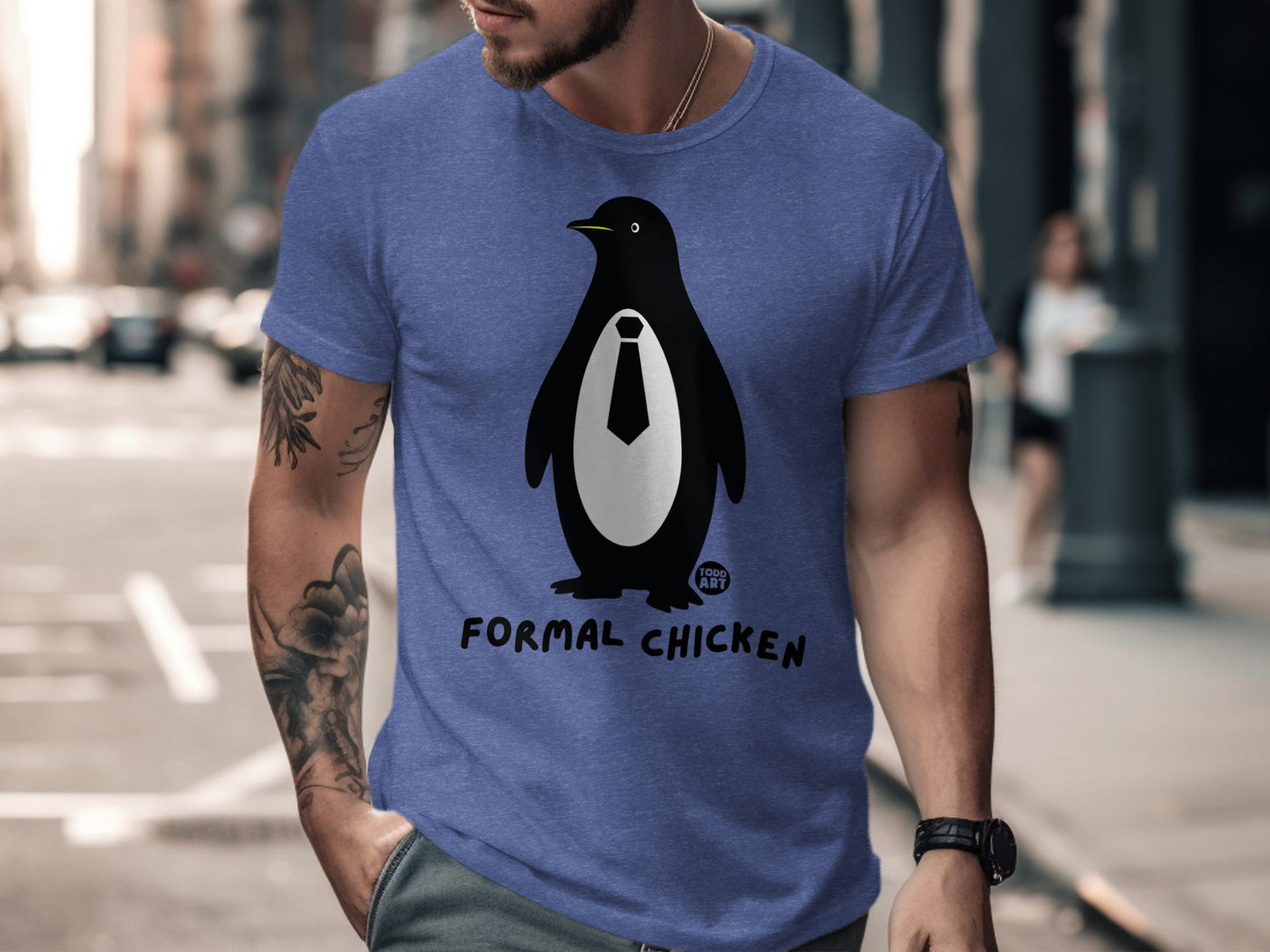Funny Penguin With Tie Graphic T Shirt For Casual Wear