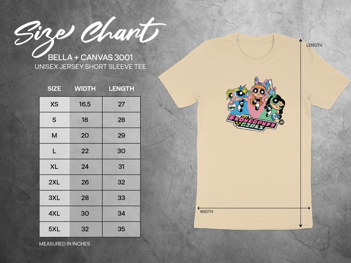 Size Chart The Powderpuff Girls T-Shirt