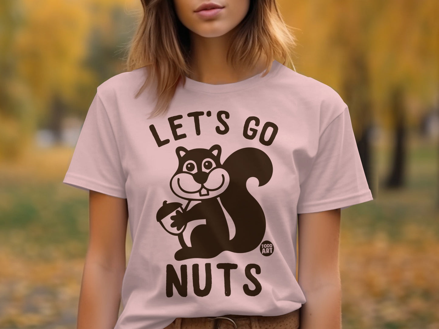Let's Go Nuts Cute Squirrel Graphic T-Shirt