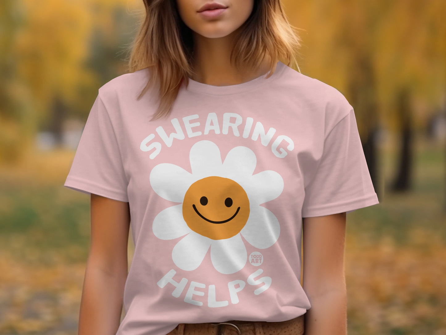 Swearing Helps Smiley Face Flower Graphic Shirt