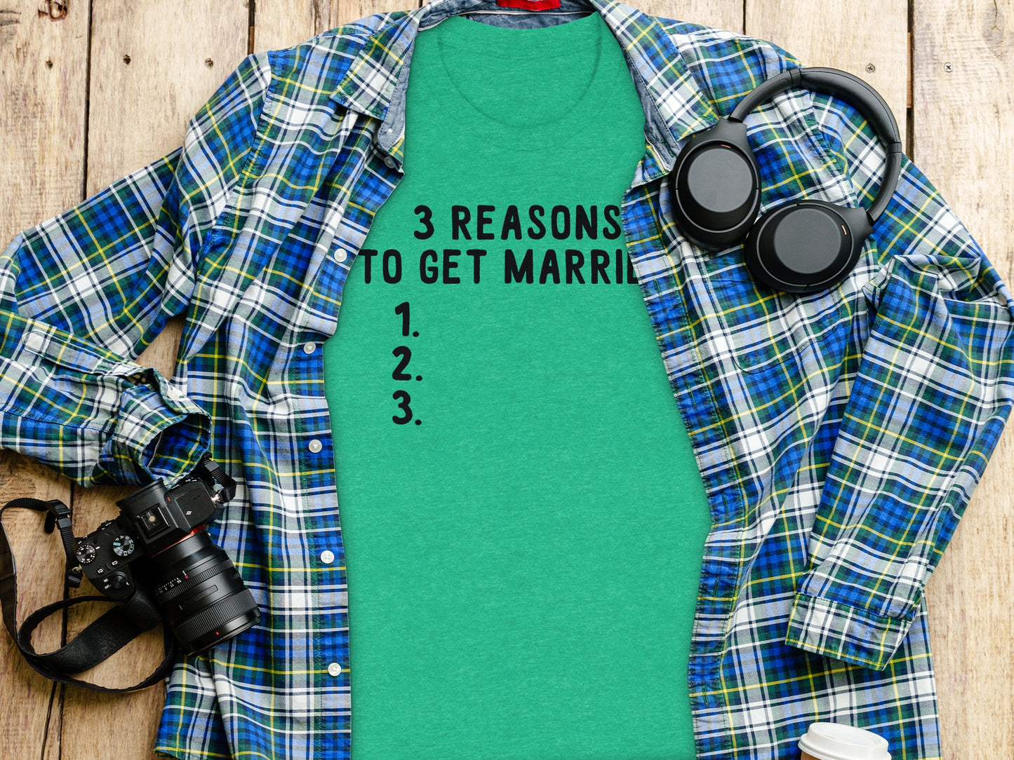 3 Reasons To Get Married Green Graphic T-Shirt product
