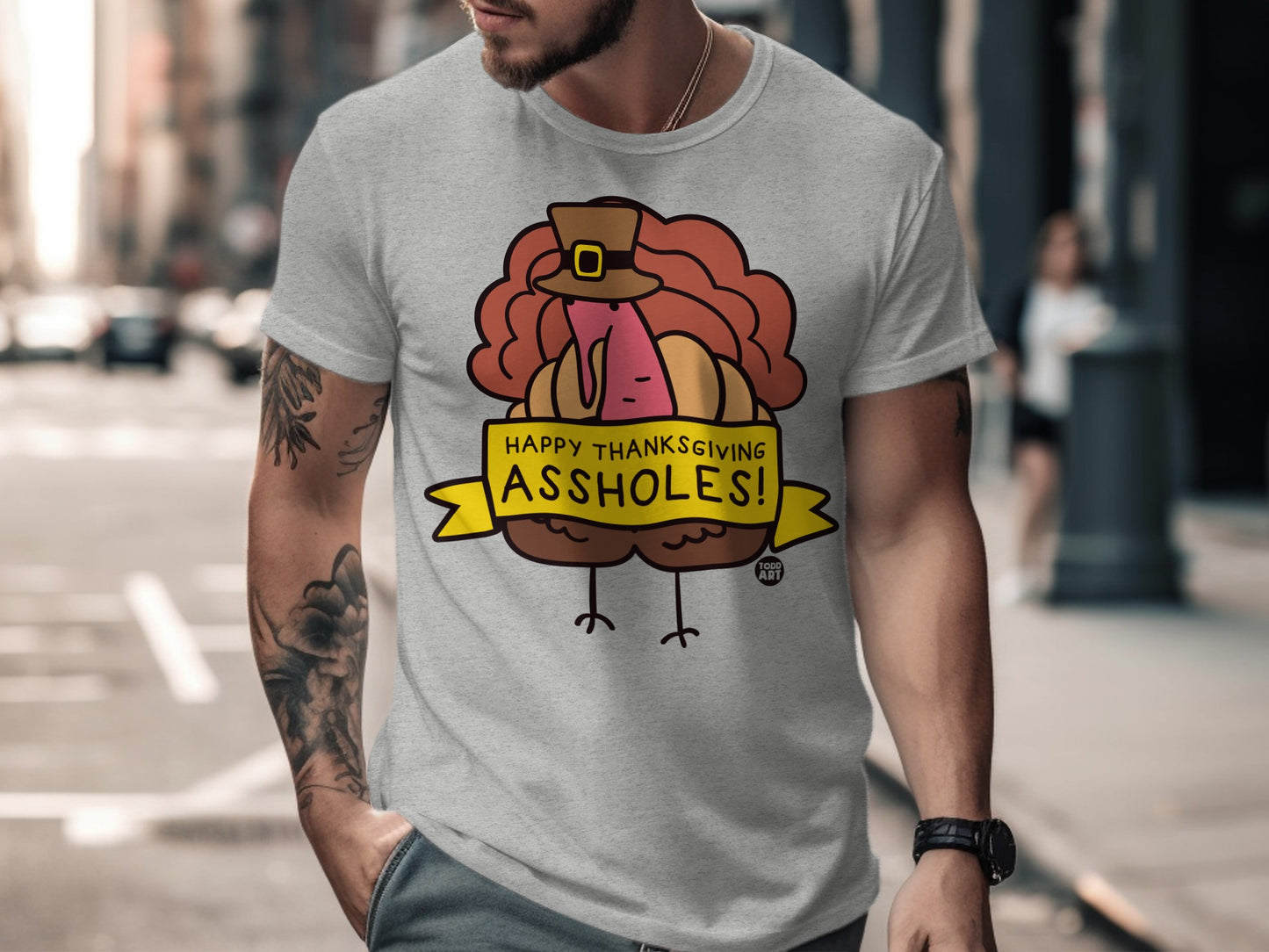 Happy Thanksgiving Assholes Funny Turkey Tee