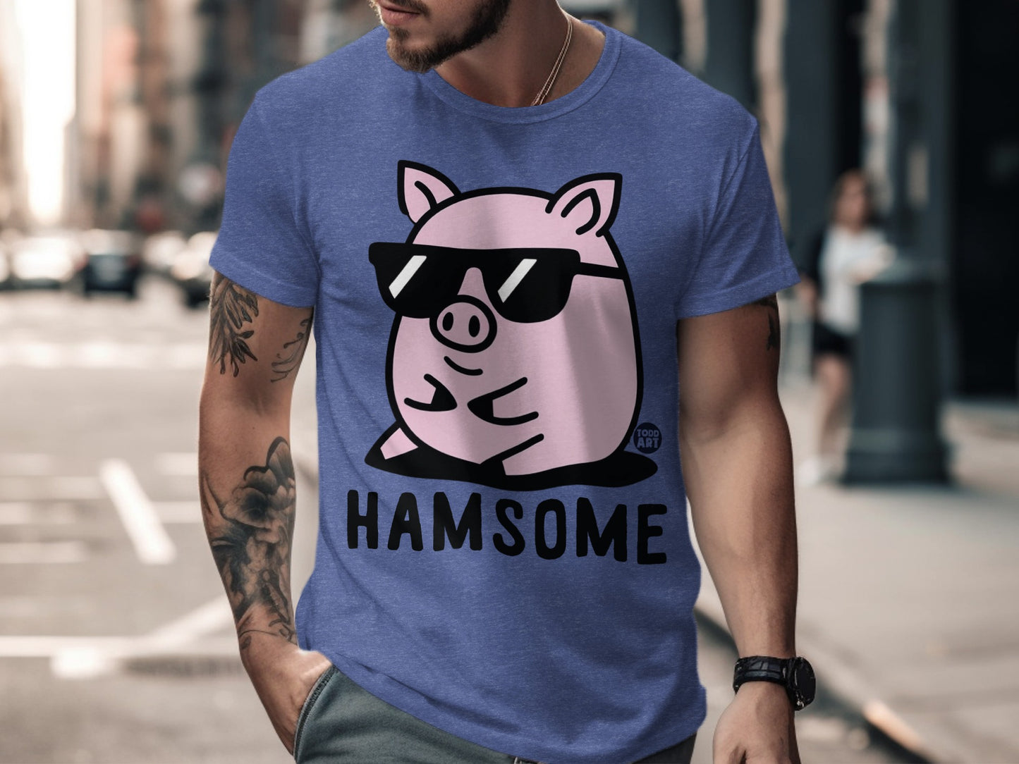 Stylish HamSome Pig with Sunglasses Graphic Tee