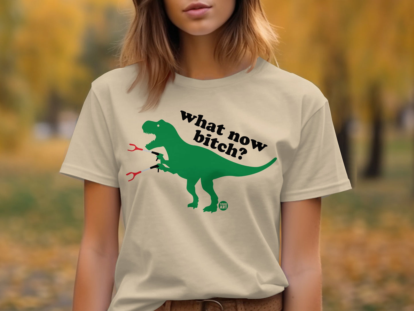Funny What Now T-Rex Dinosaur Graphic T-Shirt